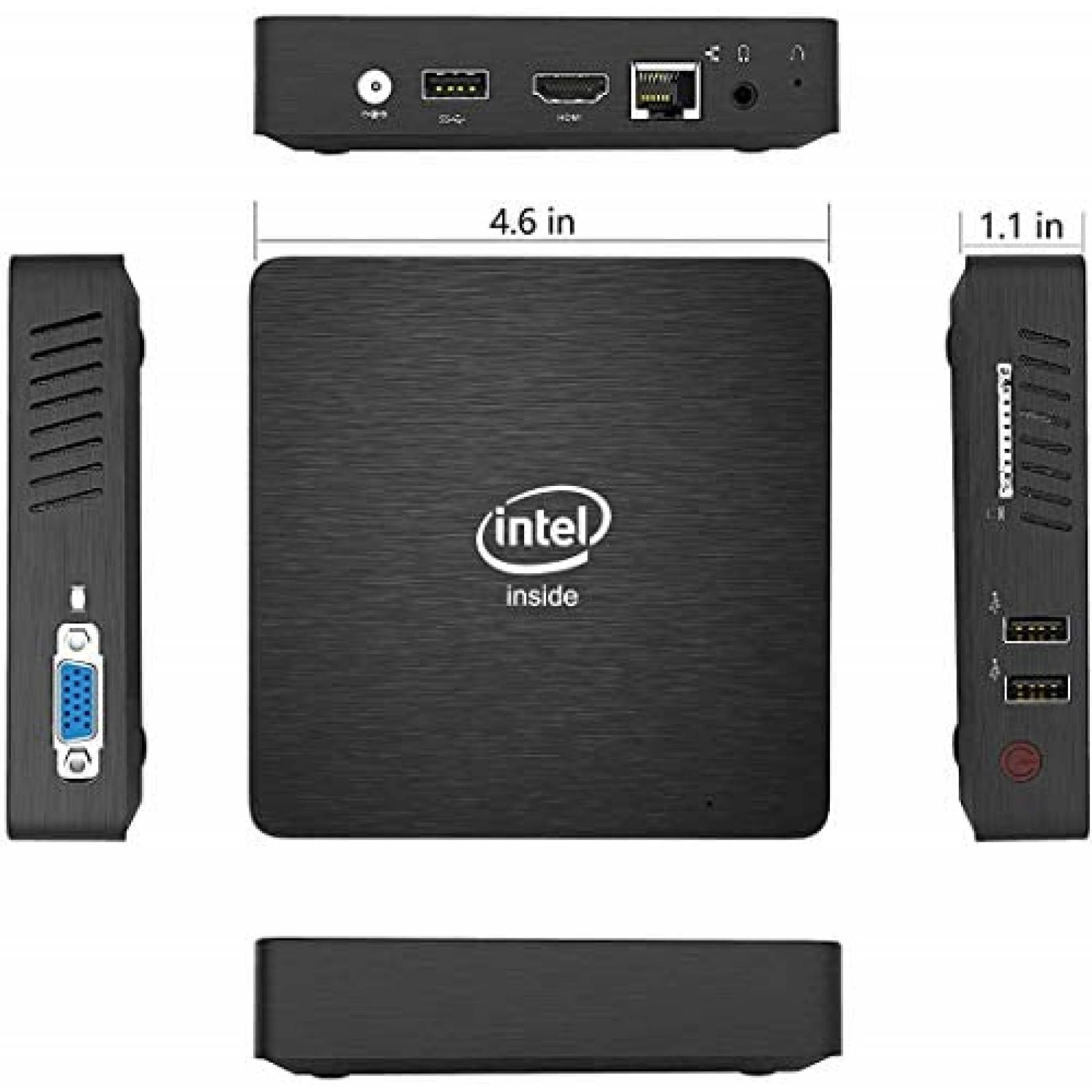 Mini PC MINISFORUM Z83-W HDMI VGA 32GB Win10 Intel -Negro