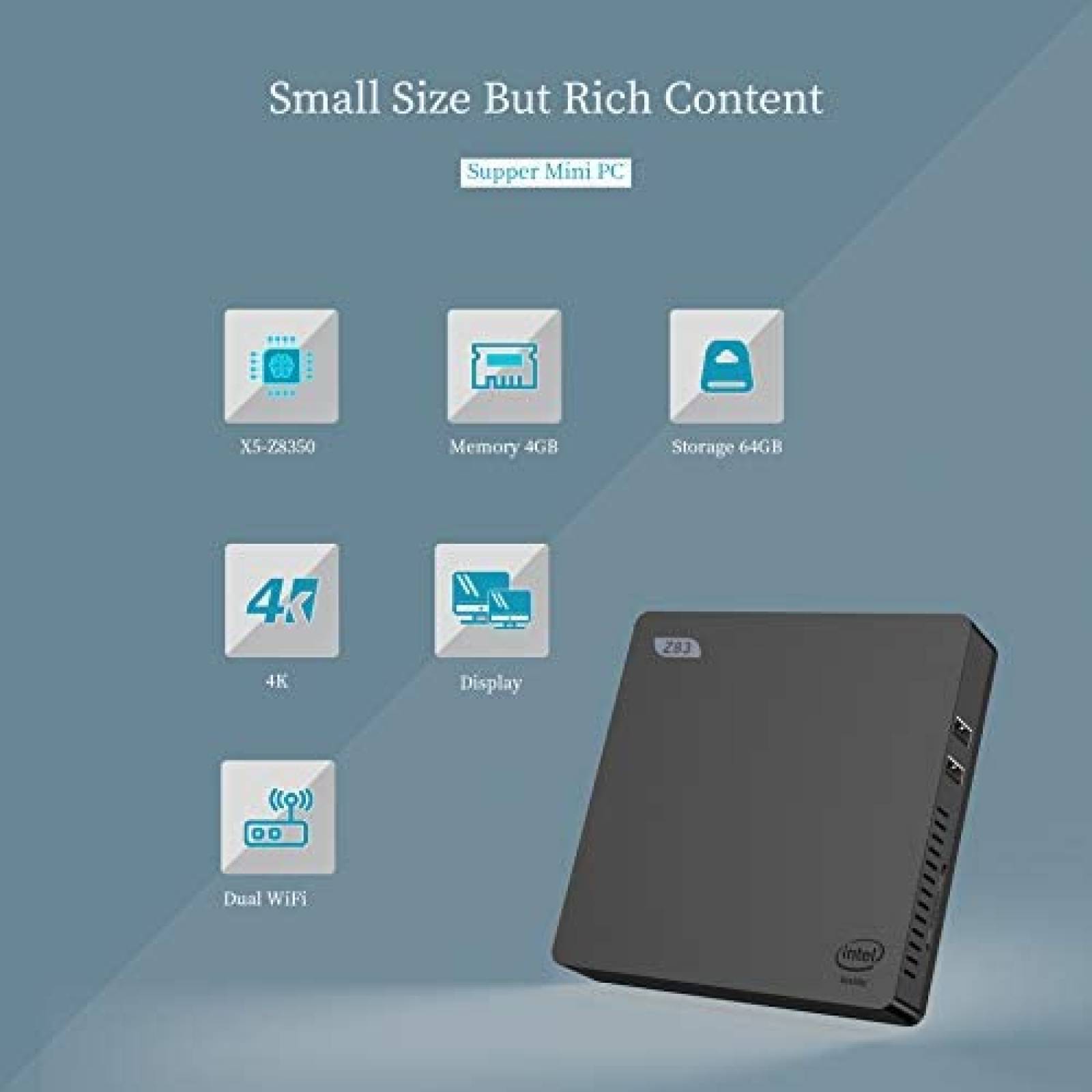 Mini PC Beelink 4G/64GB Bluetooth 4K HDMI & VGA -Negro