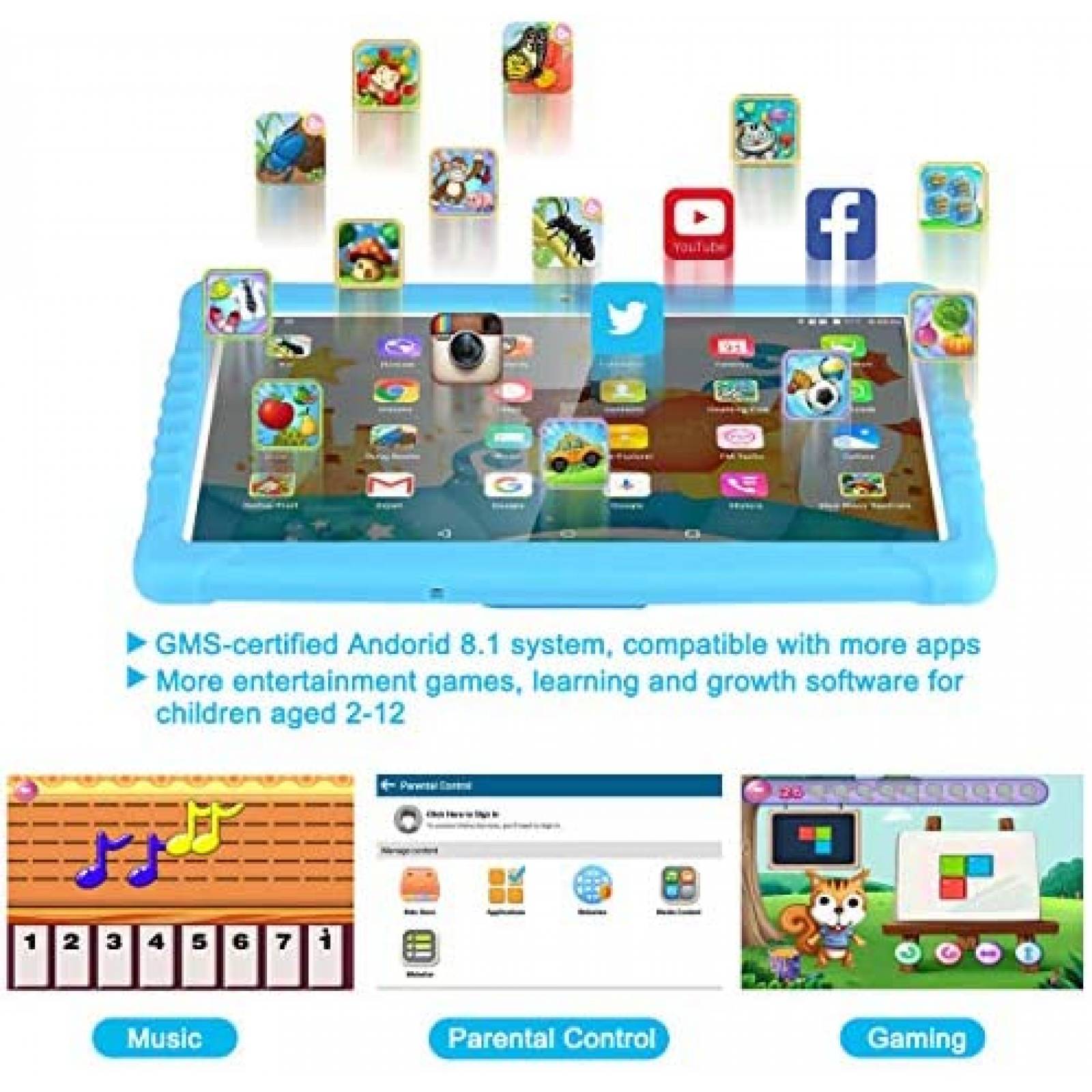 Tablet para Niños SANNUO K101 10.1'' Android 2GB 3G -Azul