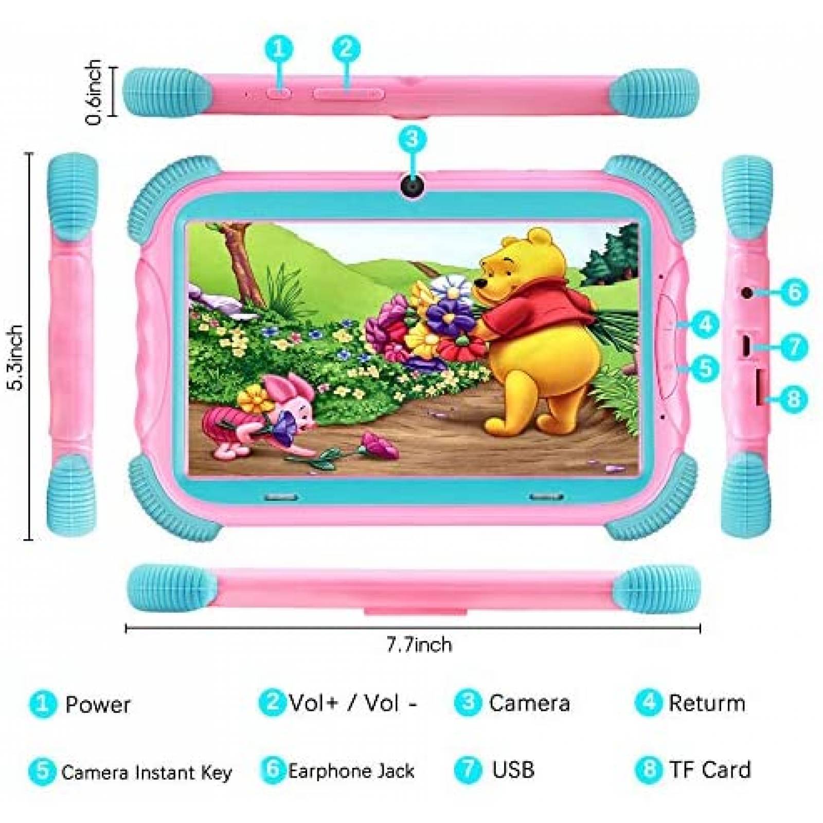 Tablet para Niños MEIZE 7'' 16GB Control Parental -Rosa