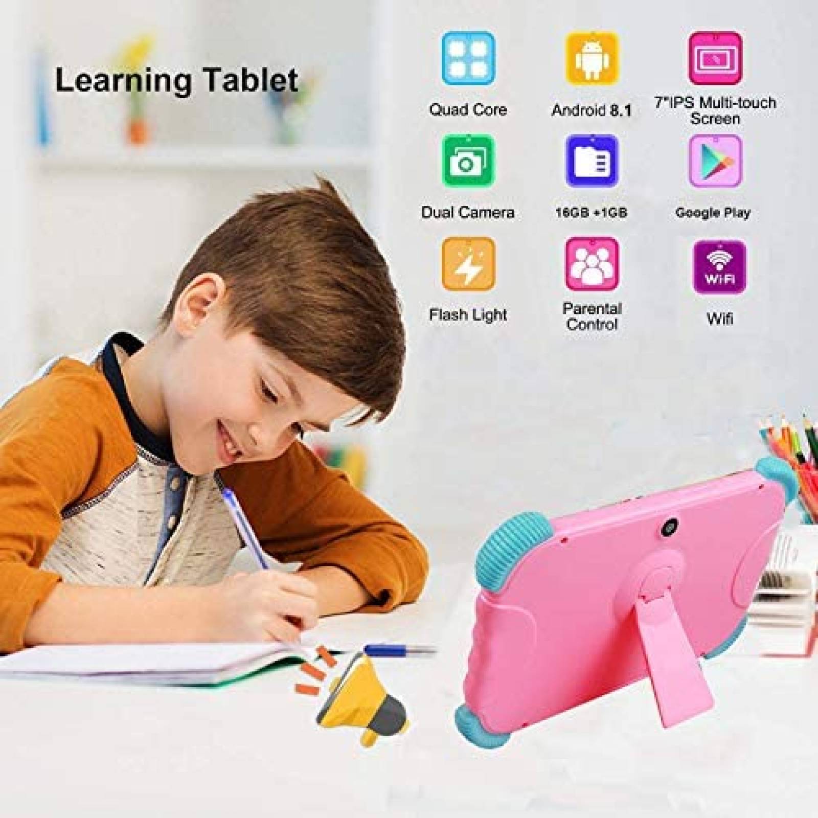 Tablet para Niños MEIZE 7'' 16GB Control Parental -Rosa