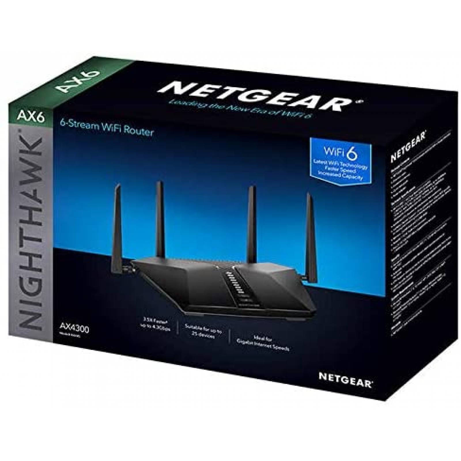 Router NETGEAR AX6 WiFi 6 Rápido Conectividad Inalámbrica