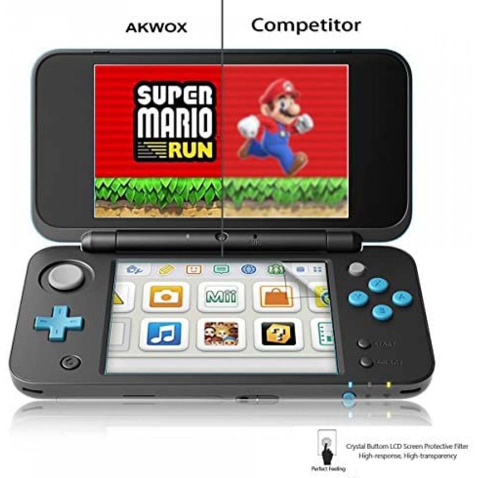 Protectores de Pantalla AKWOX Nintendo 3DS XL 4 Pzs -Transp