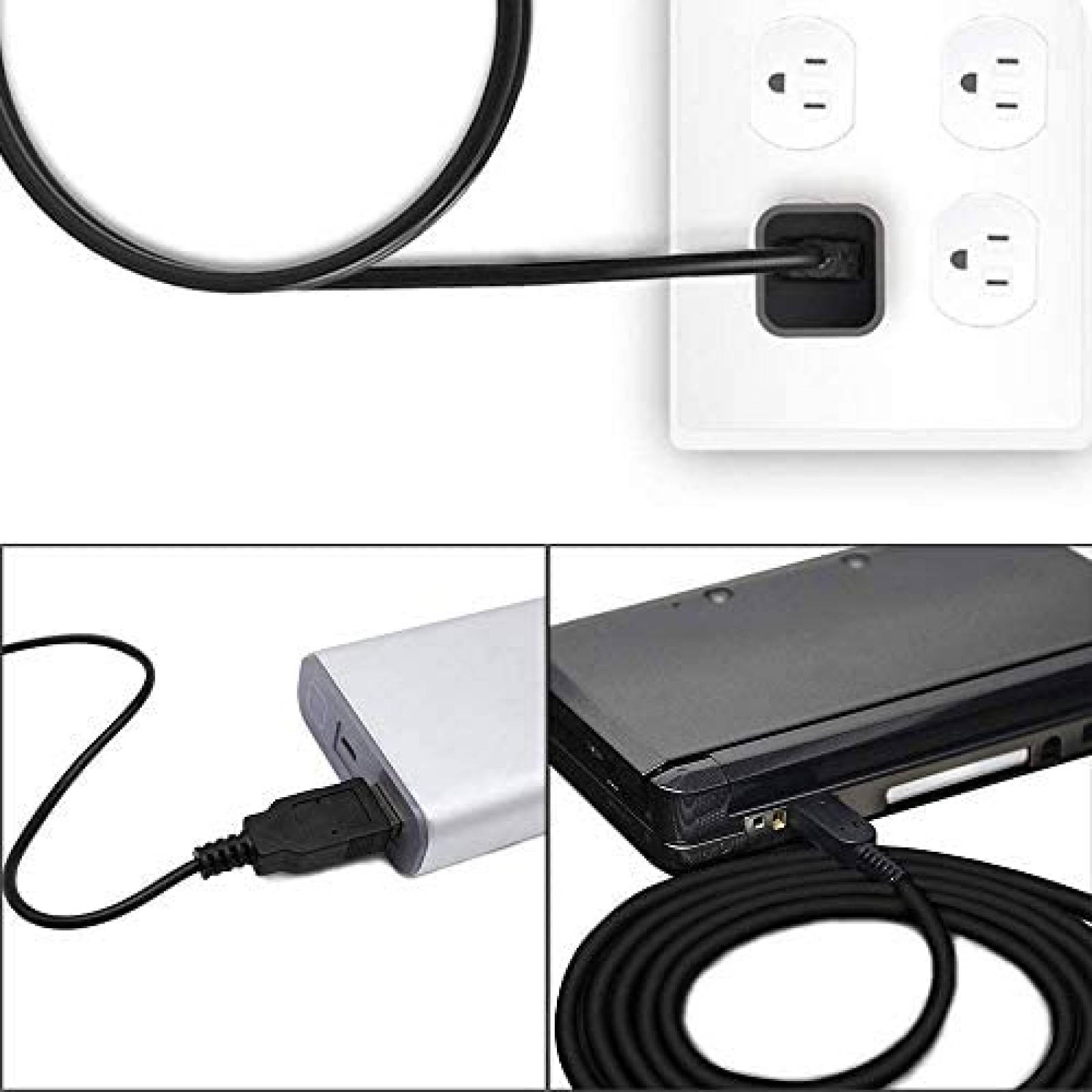 Adaptador para Cargador Nintendo 3DS Xahpower USB Negro