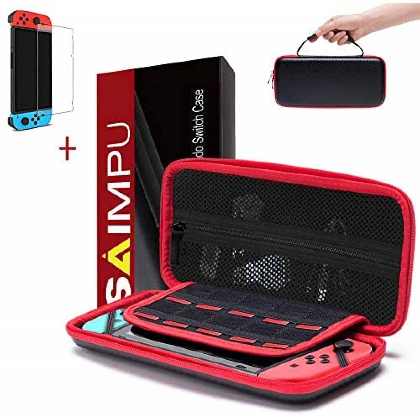 Estuche para Nintendo Switch SAIMPU Portable -Negro y Rojo