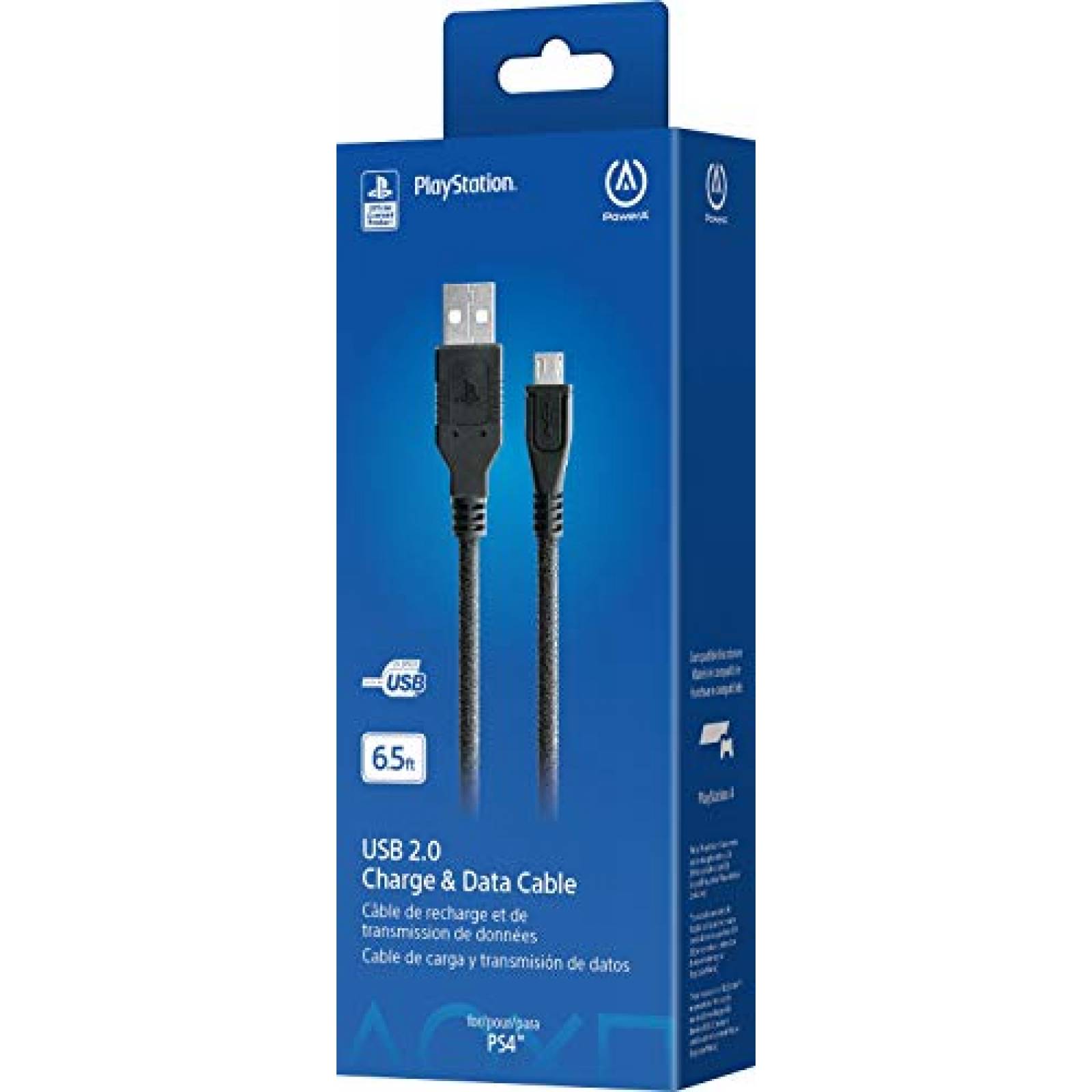 Cable Cargador PowerA 6.5 Pies para PlayStation 4 -Negro