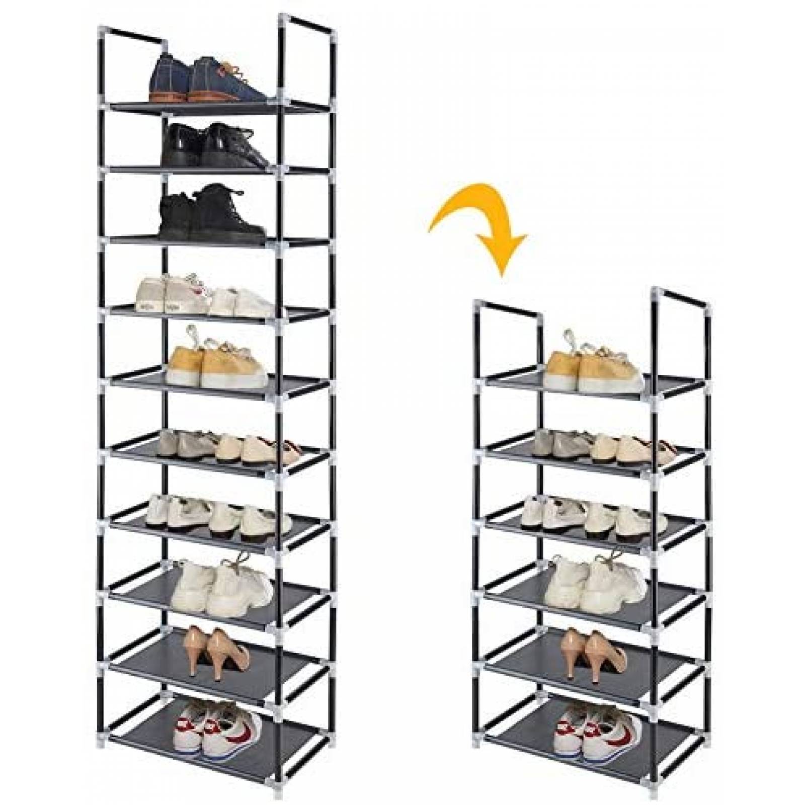 Estante para Zapatos FORUP 10 Niveles Ajustable Negro