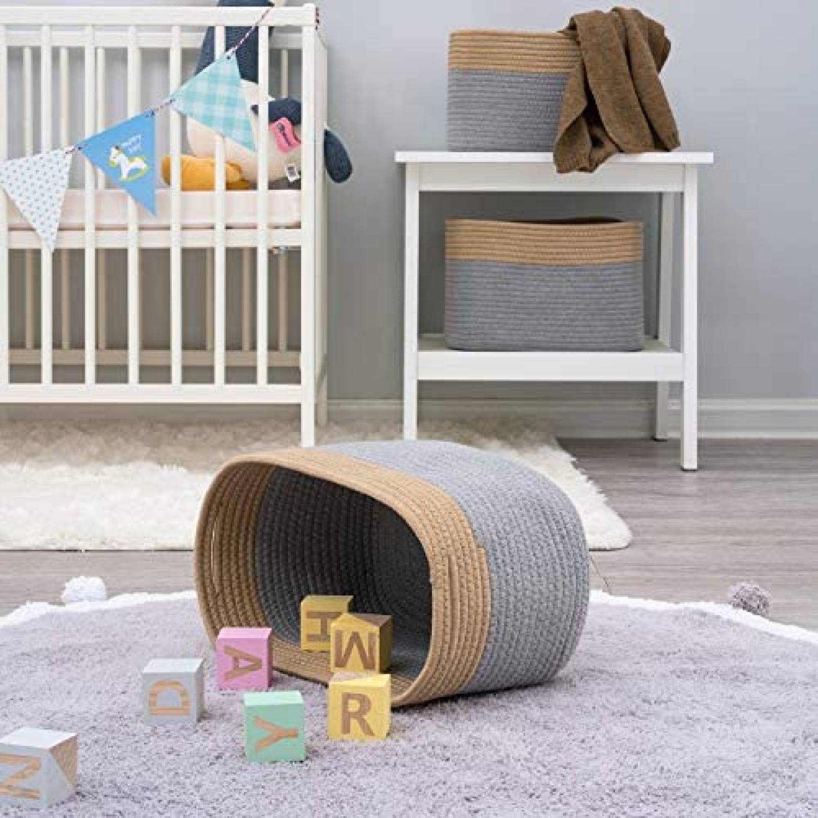 Cestos de Ropa UBBCARE 3 Pzs Decorativas -Café y Gris