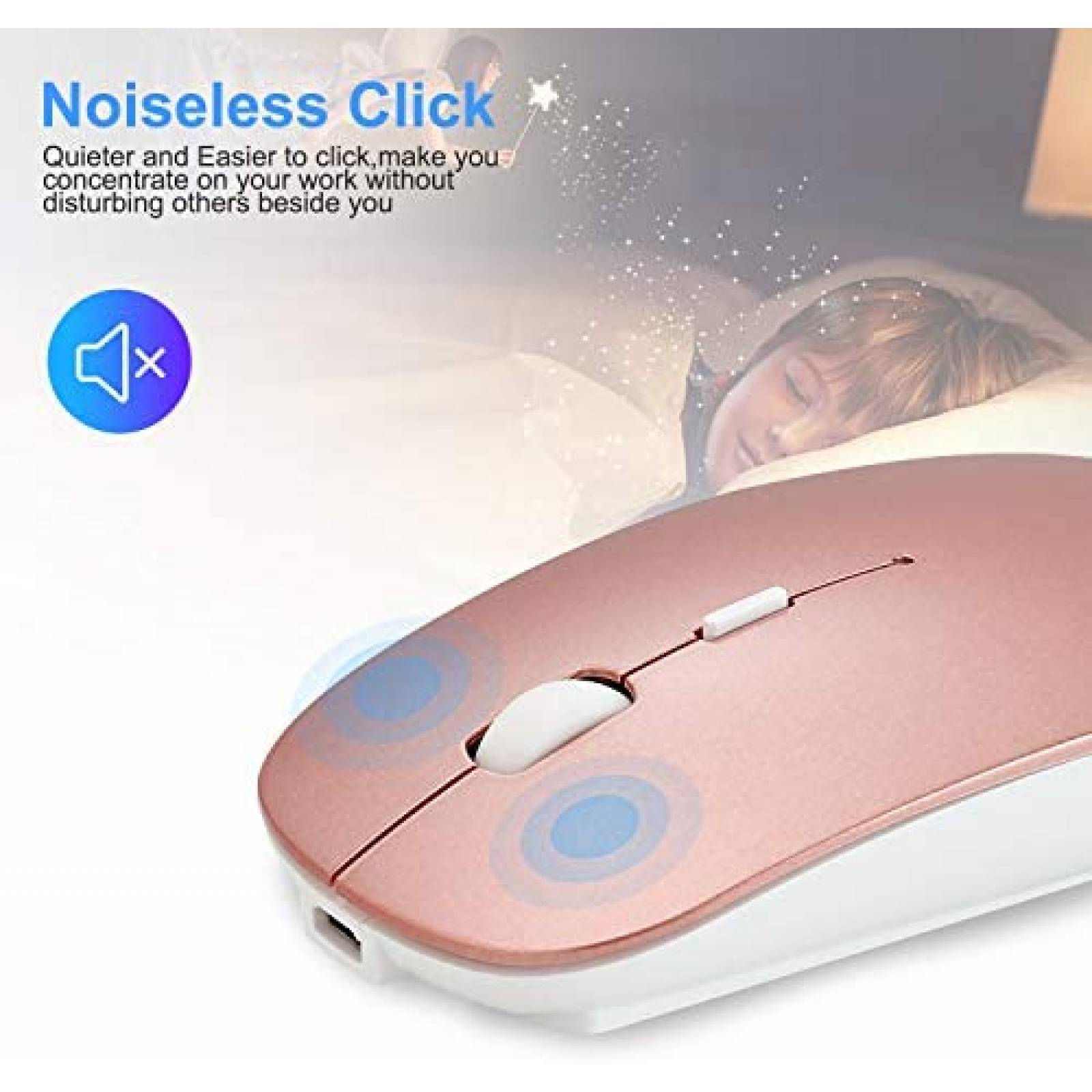 Mouse Liuao 2.4GHz Ajustable USB Bluetooth -Oro Rosa