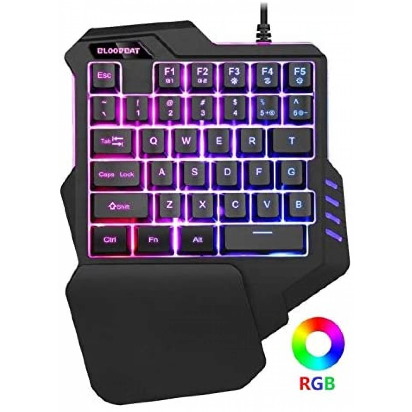 Teclado de Mano Gamer ASAY4u RGB LED 35 Teclas -Negro