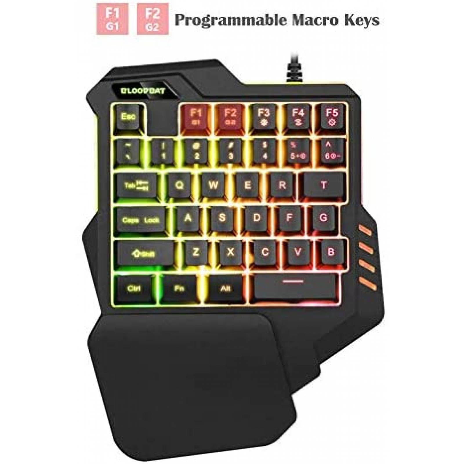 Teclado de Mano Gamer ASAY4u RGB LED 35 Teclas -Negro