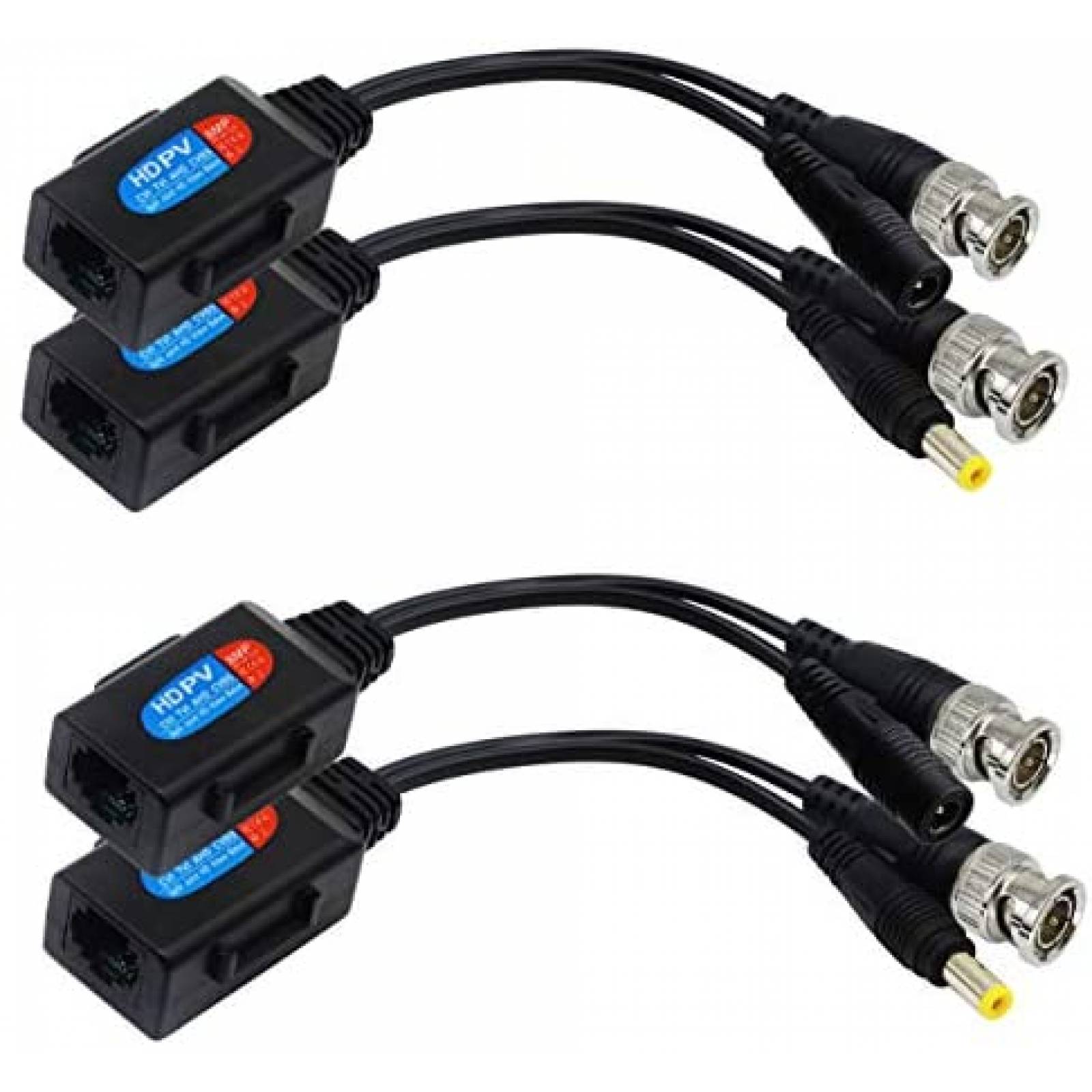 2 Transceptores de Video zdyCGTime HD Cat5 RJ45 a BNC