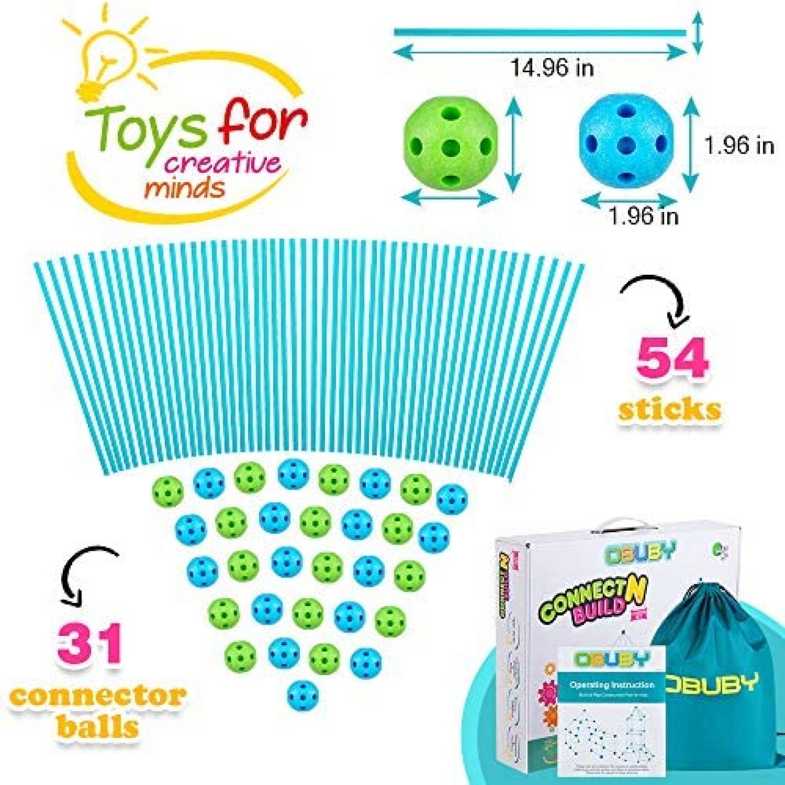 Túnel para Niños Obuby Fort Builiding Kit 85 Pzs Flexibles