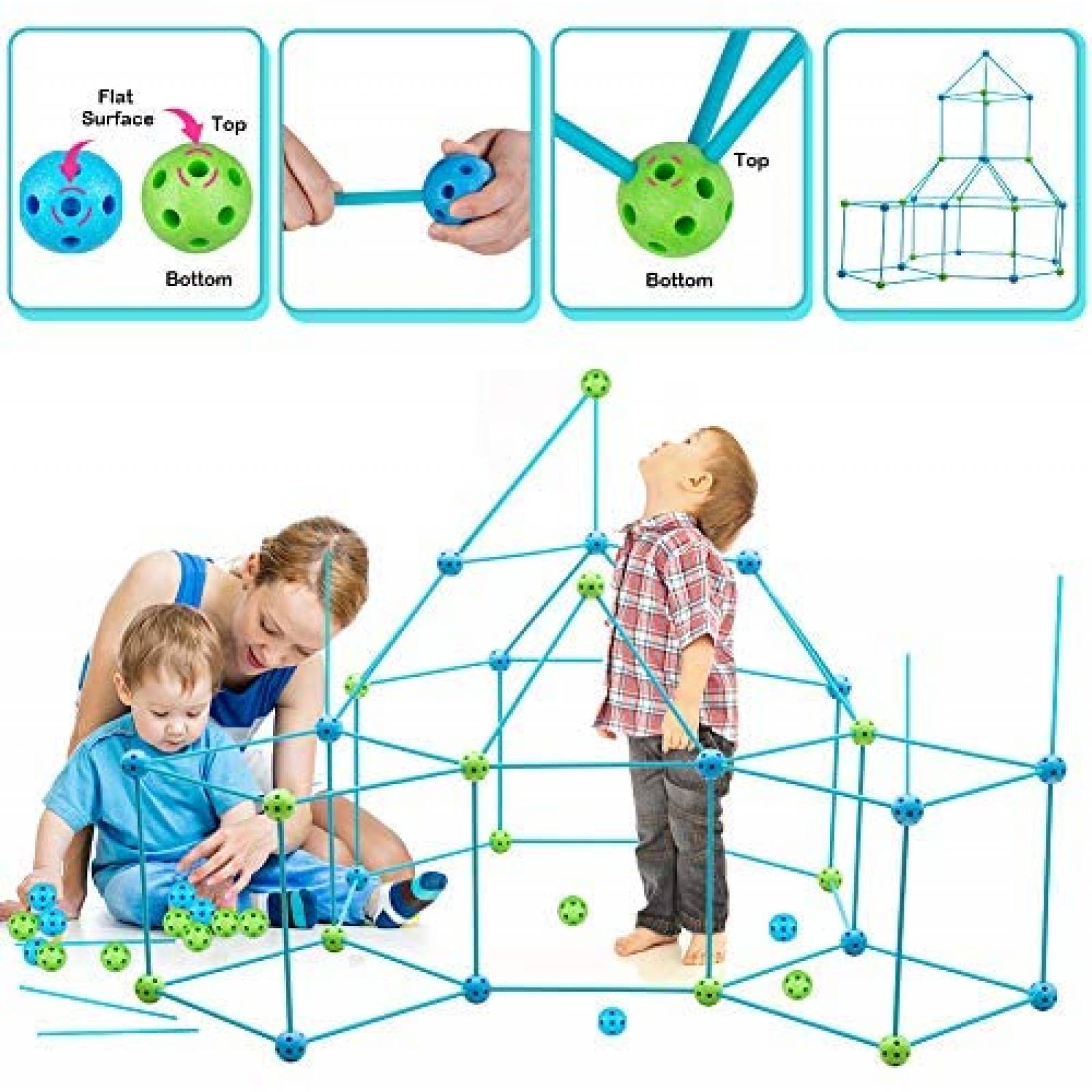 Túnel para Niños Obuby Fort Builiding Kit 85 Pzs Flexibles