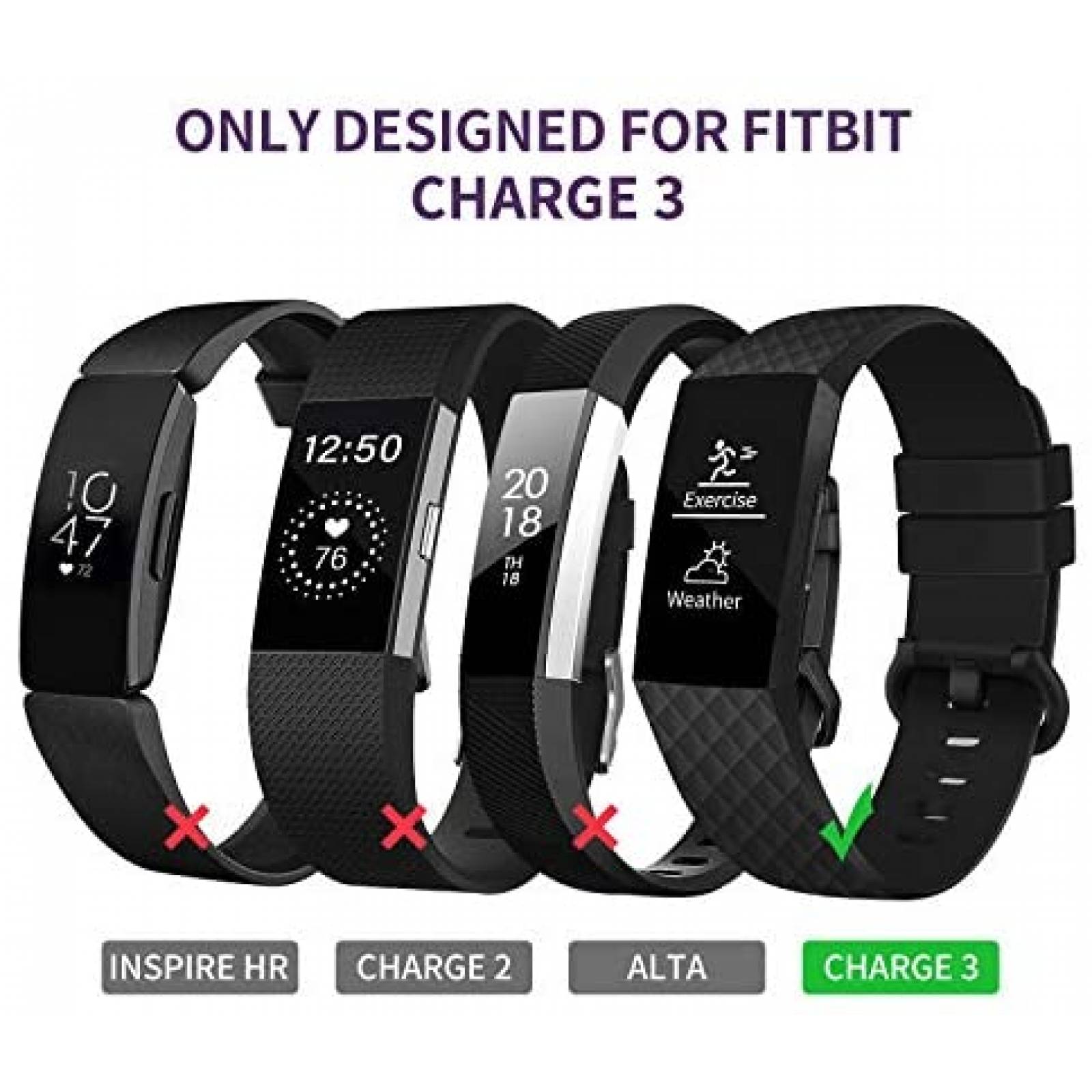 3 Correas de Reloj poshei Fitbit Charge 3/3 SE/4 Unisex
