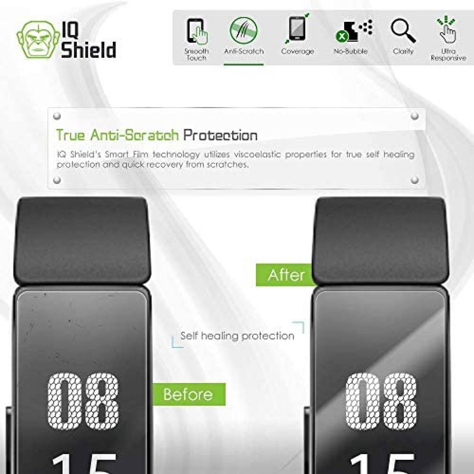 6 Protectores de Pantalla IQShield Fitbit Inspire HR