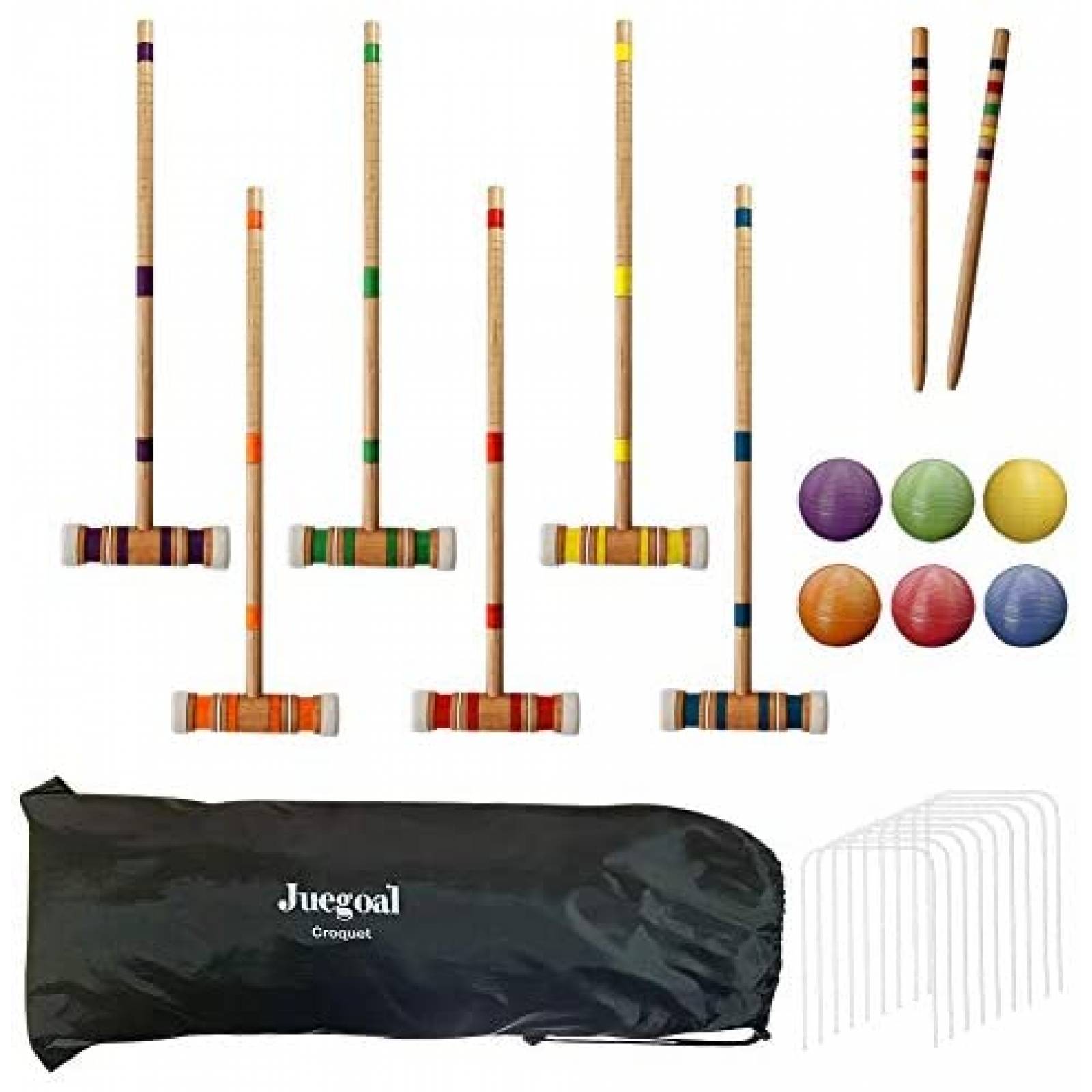 Set de Croquet Juegoal 6 Palos/Pelotas 2 Estacas 9 Porterías