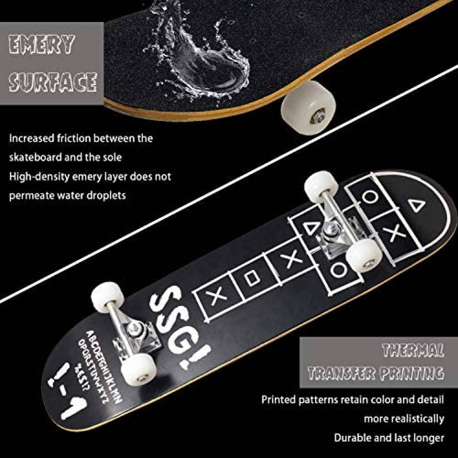 Patineta WOOD CITY 31" x 8" para Principiantes -Negra