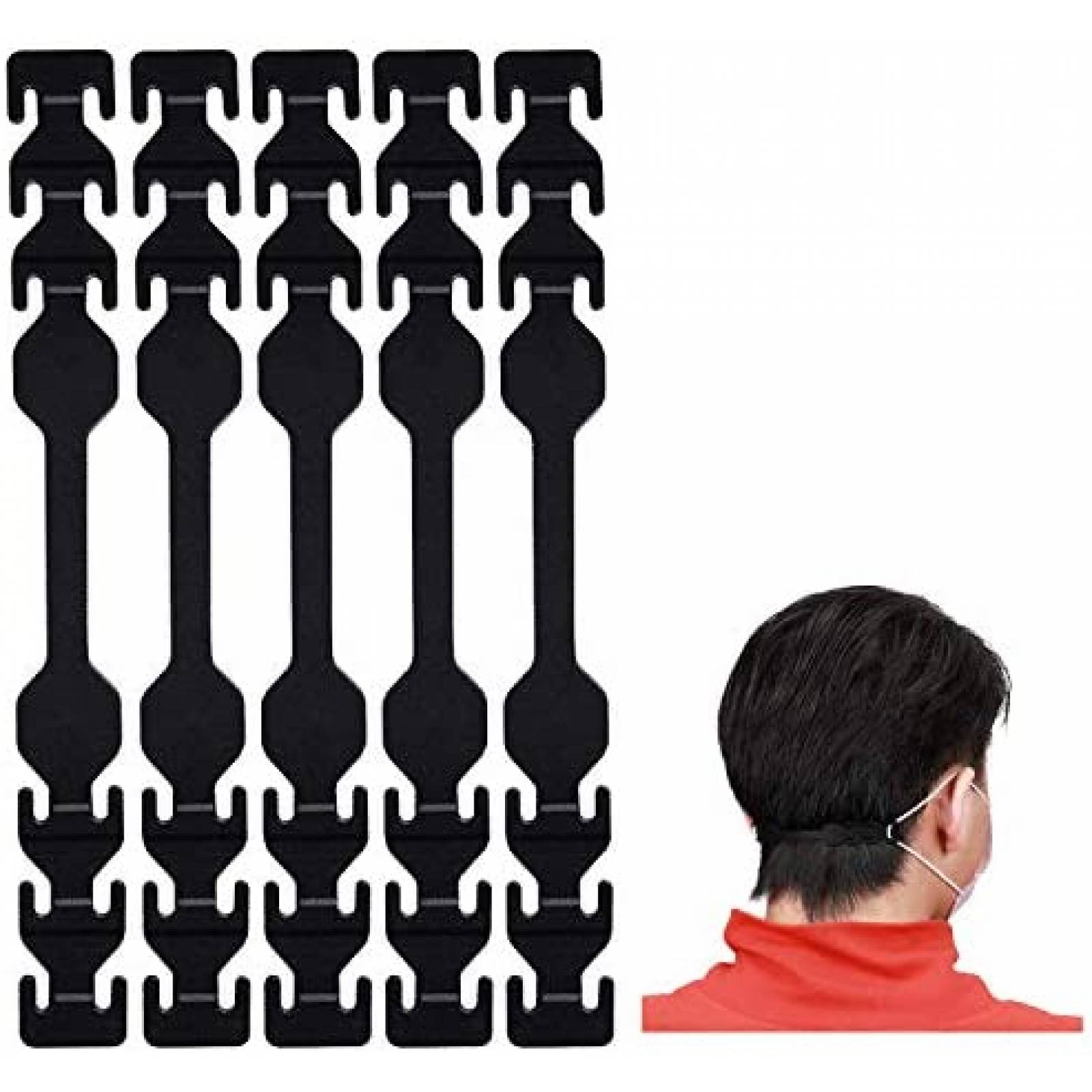 Sujetadores De Cubreboca Miaodam 5 Pzs Ajustables -Negro