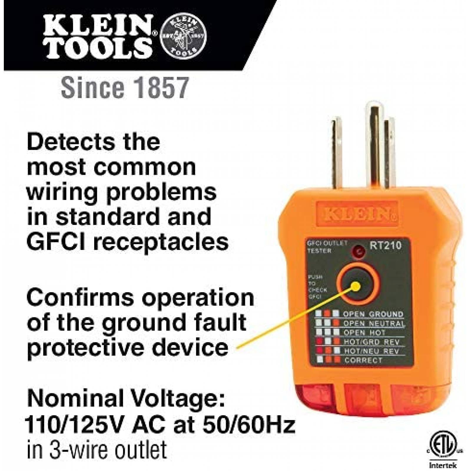 Probador de Circuitos Klein Tools RT210 110/125V 50/60Hz