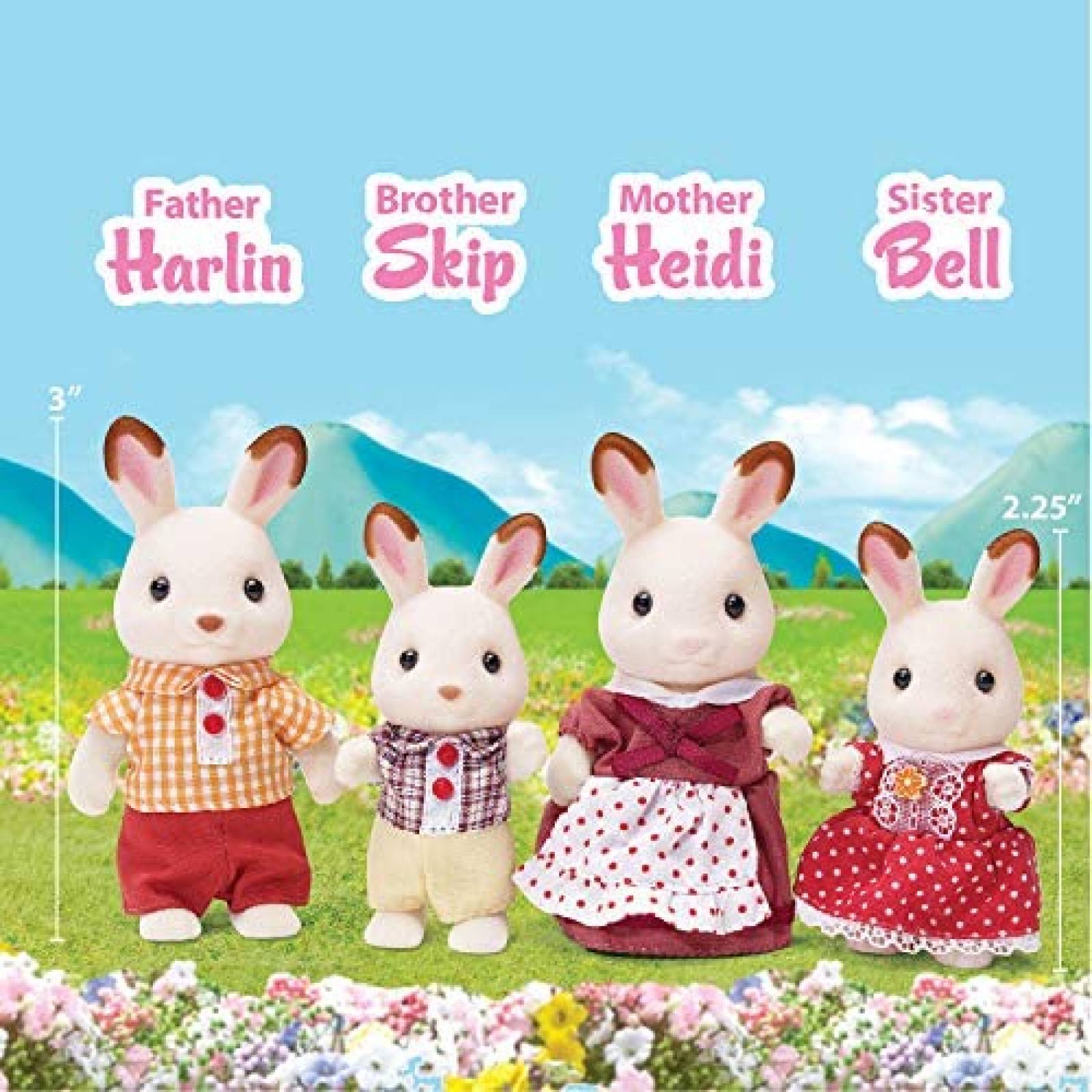 4 Peluches de Juguete Calico Critters Familia de Conejos