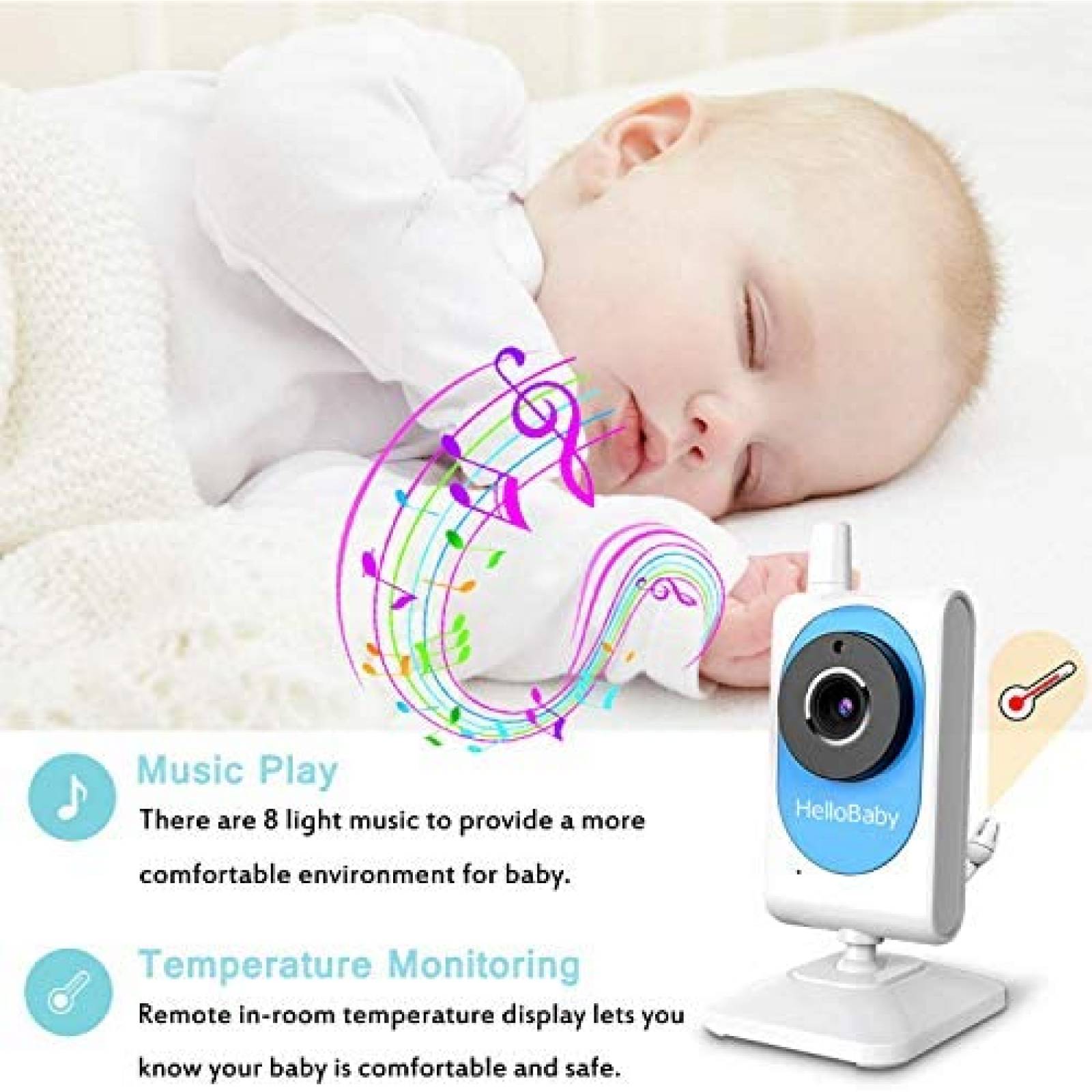Monitor para Bebé Hello Baby-US HB25 WiFi Visión Nocturna
