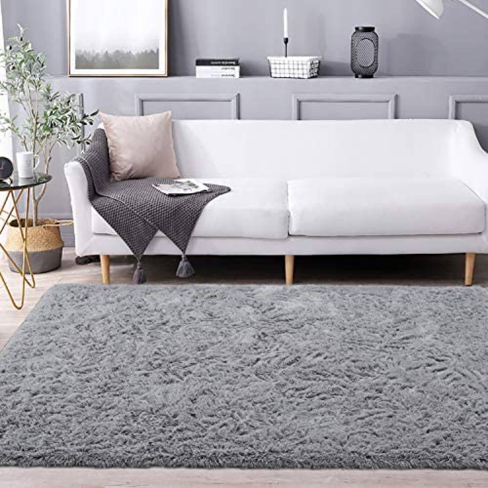 Alfombra Quenlife Decoración para Hogar 3 x 5 ft -Gris