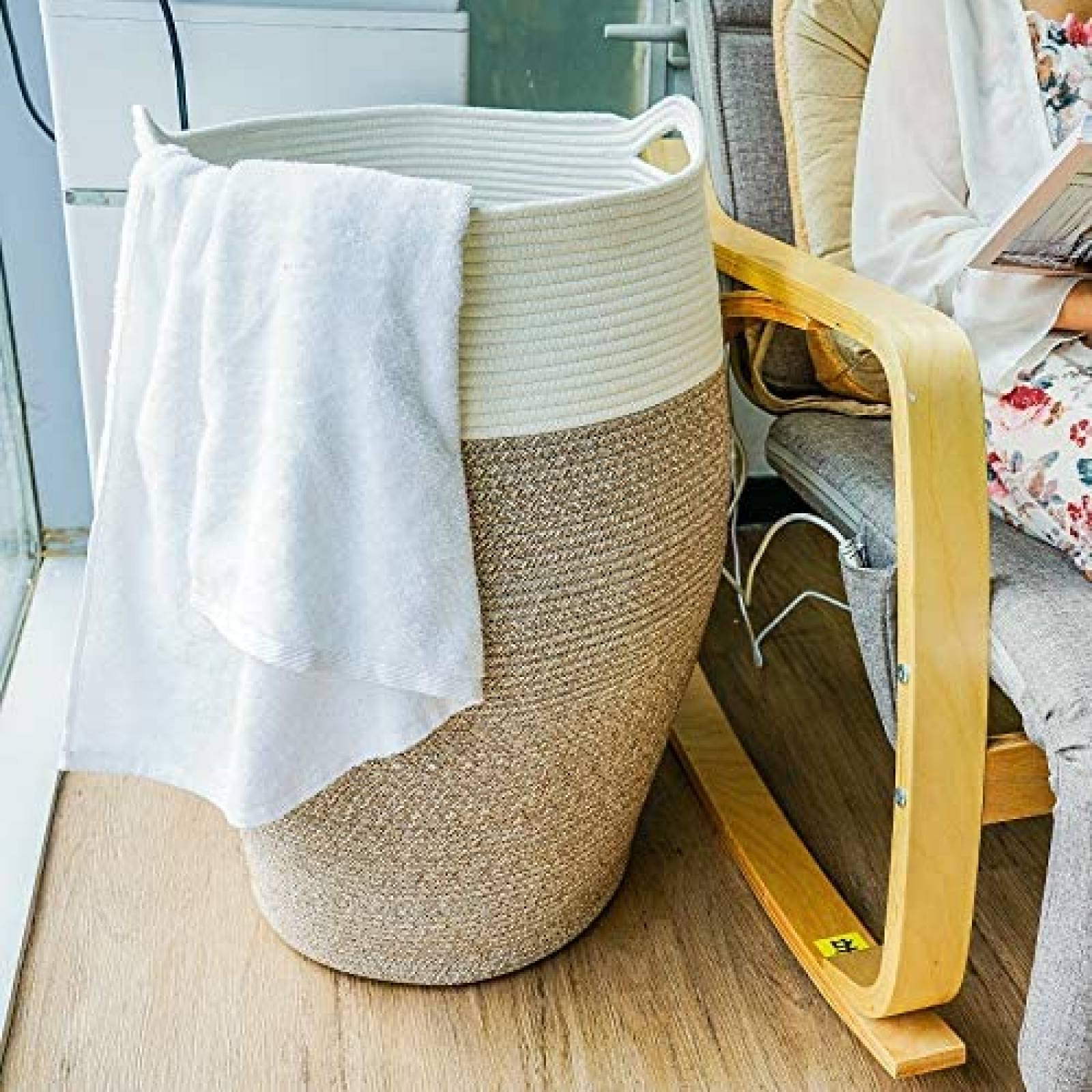 Cesto de Lavandería Goodpick Hecha de Algodón -Café