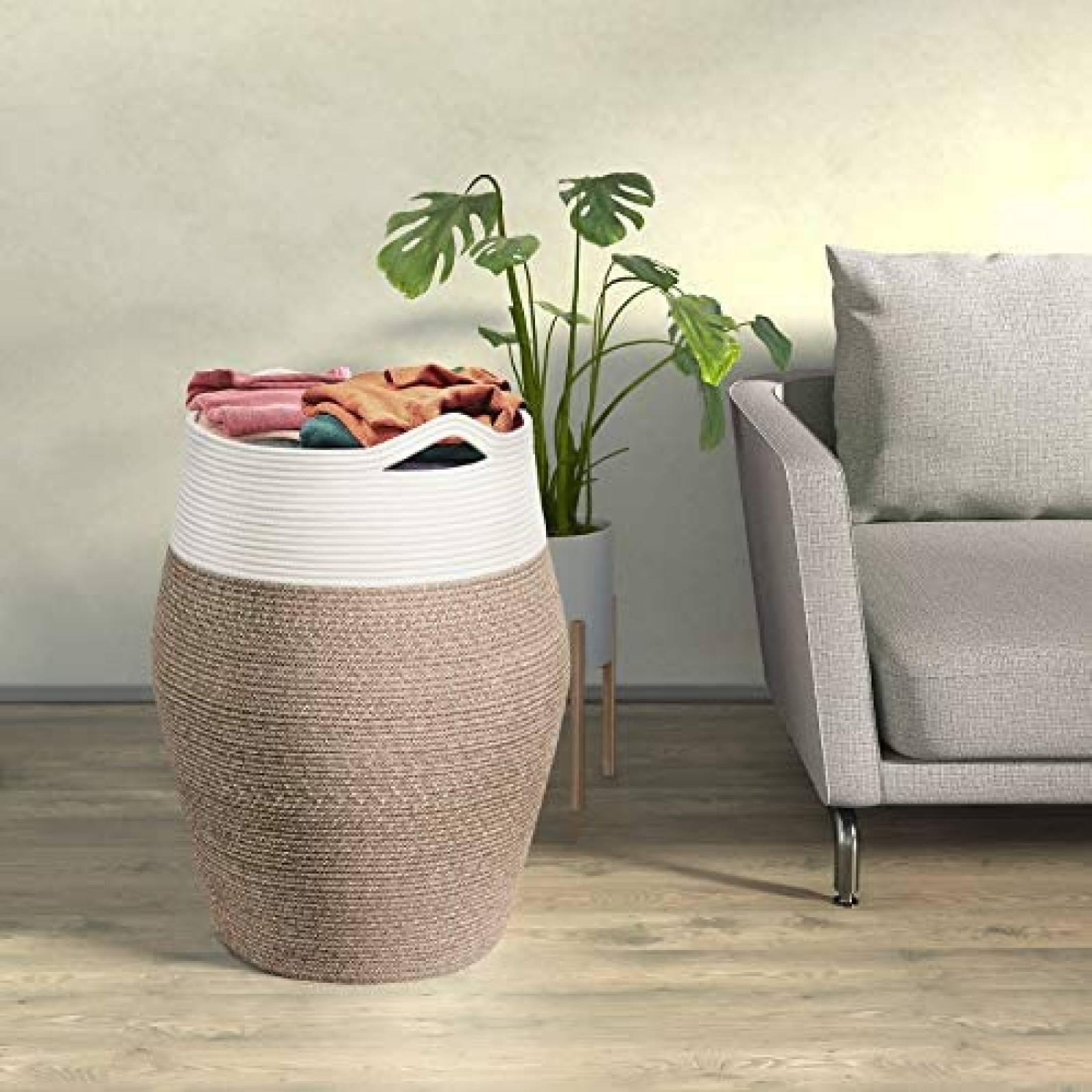 Cesto de Lavandería Goodpick Hecha de Algodón -Café