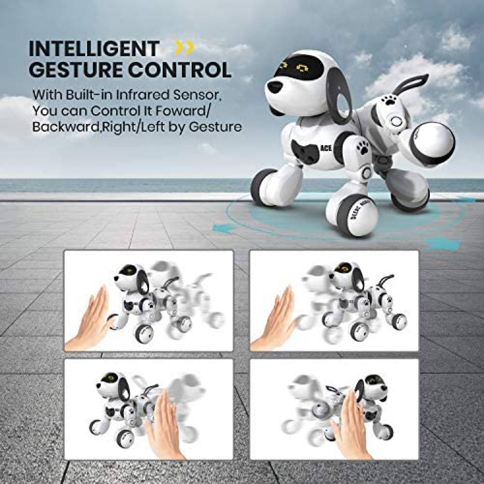 Perro Robot DEERC Programable A Control Remoto -Negro