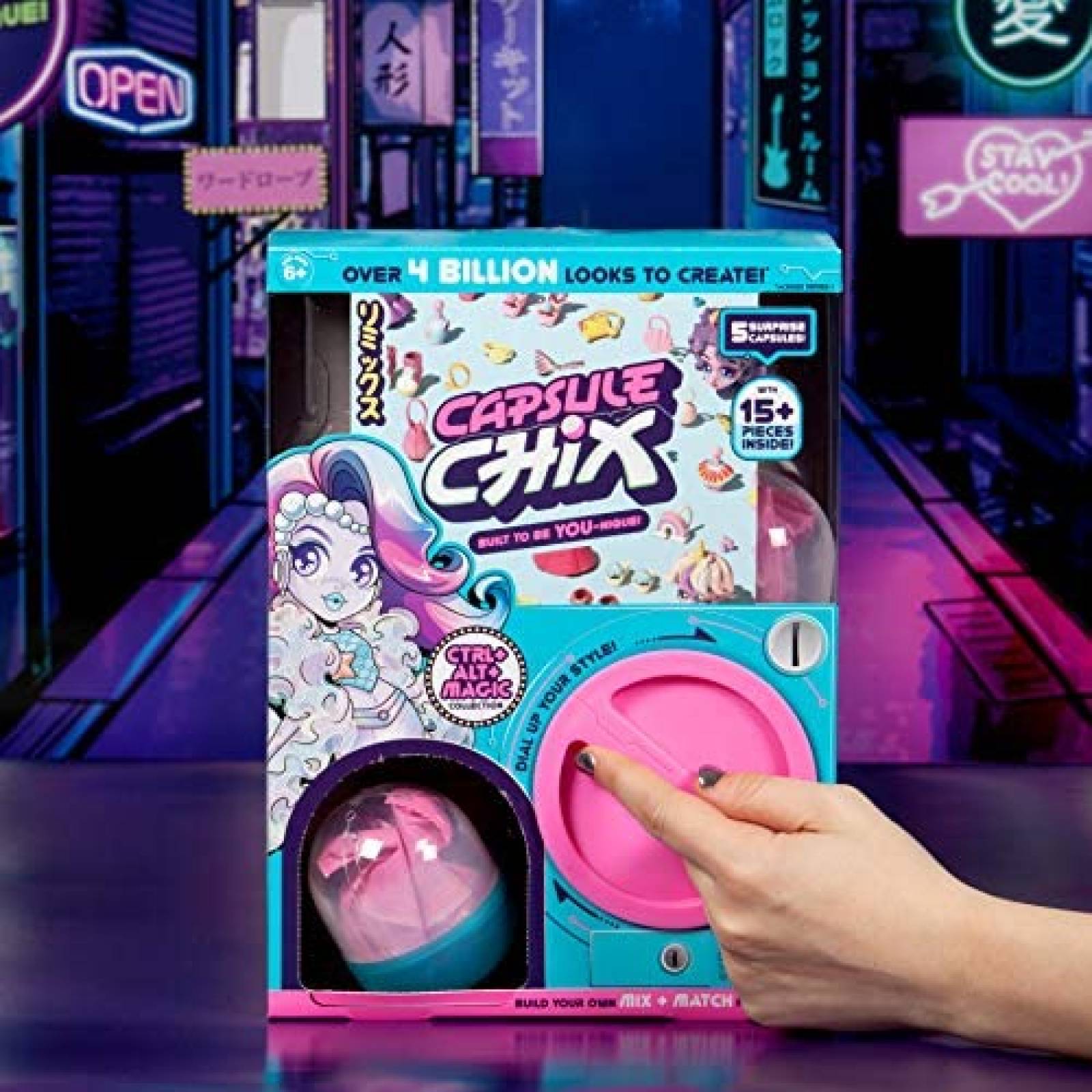 Muñeca Capsule Chix Ctrl+Alt+Magic 4.5'' Capsula Accesorios