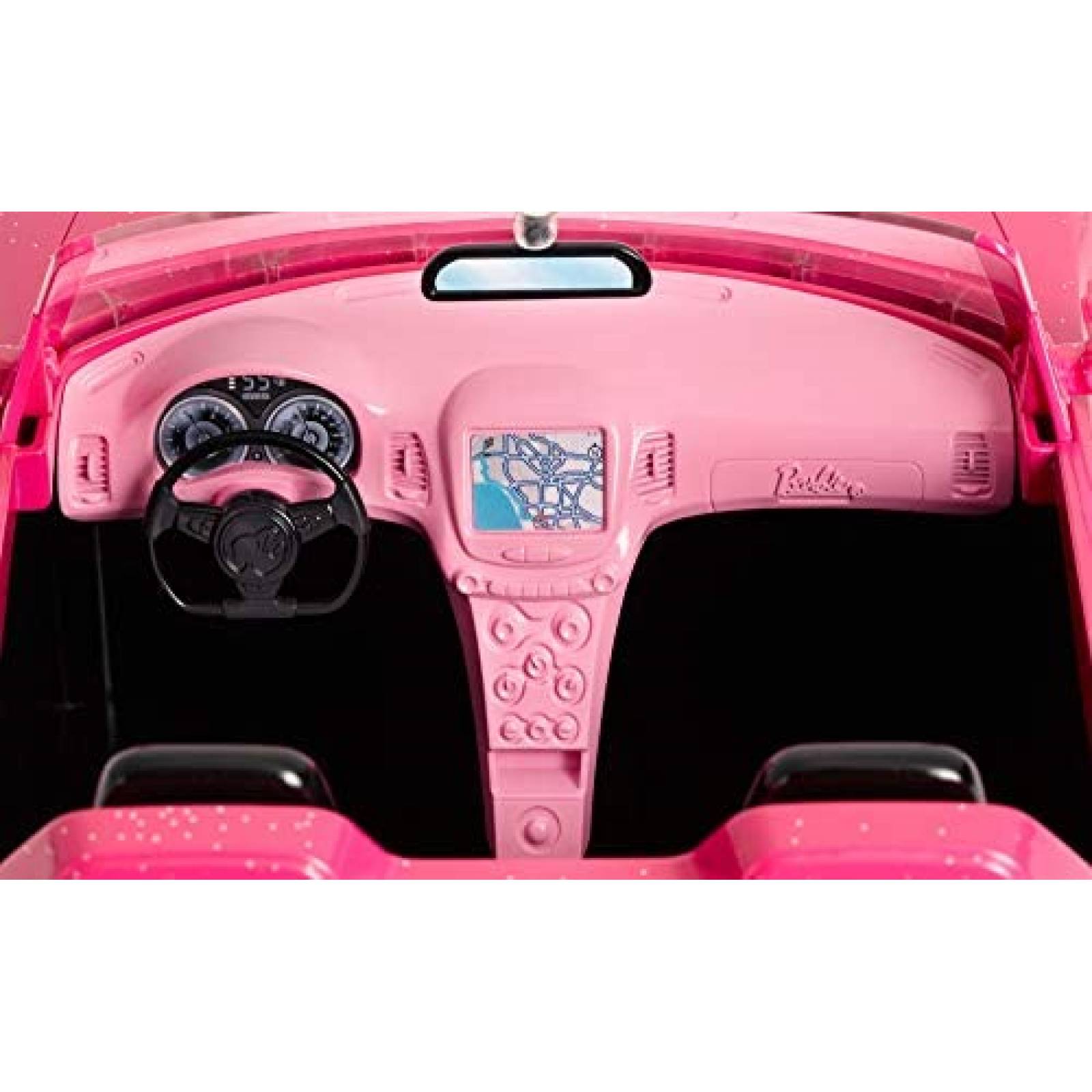 Coche Convertible Barbie Ruedas Realistas 2 Plazas -Rosa