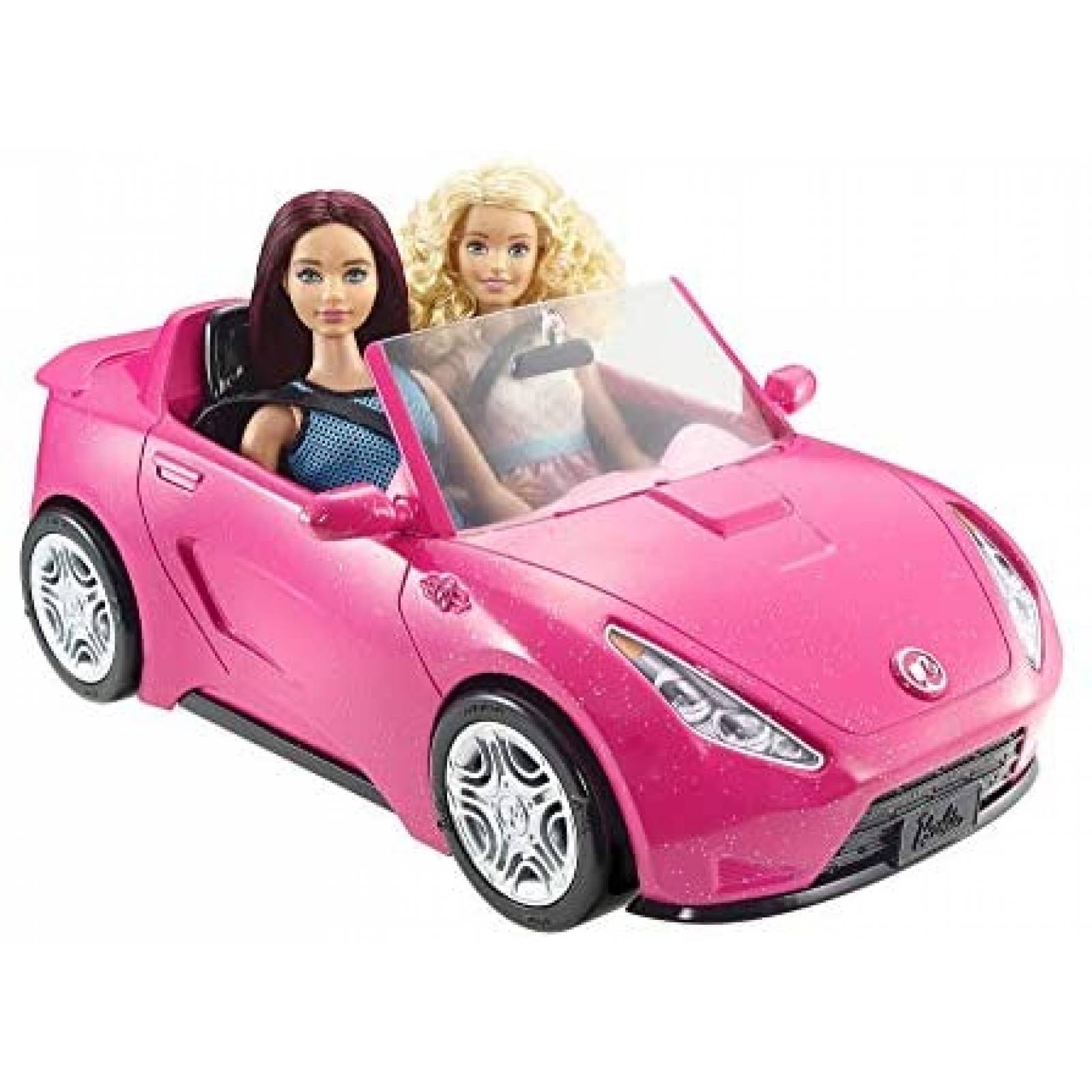 Coche Convertible Barbie Ruedas Realistas 2 Plazas -Rosa