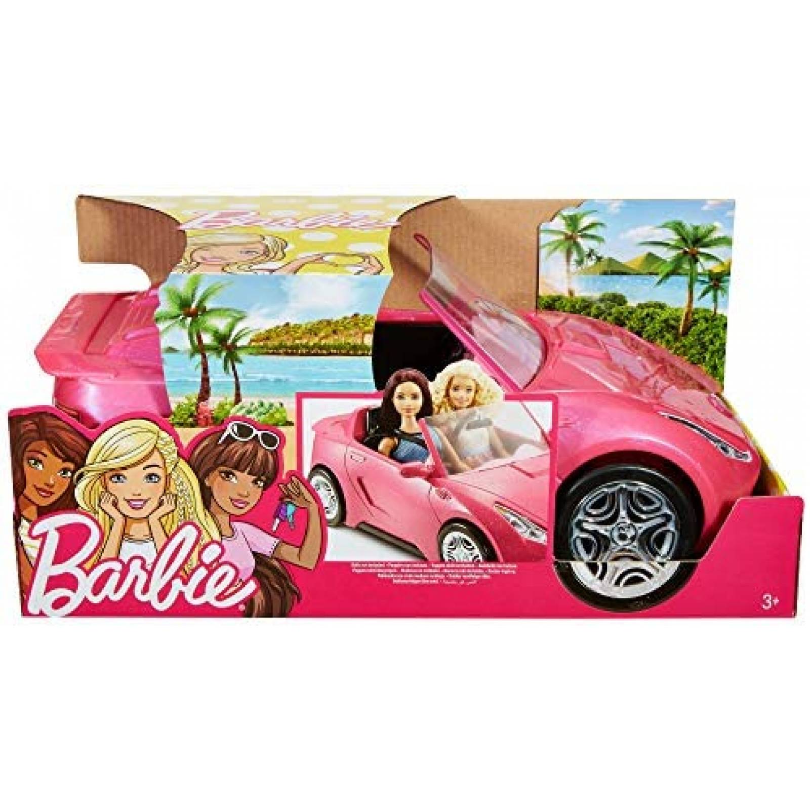 Coche Convertible Barbie Ruedas Realistas 2 Plazas -Rosa