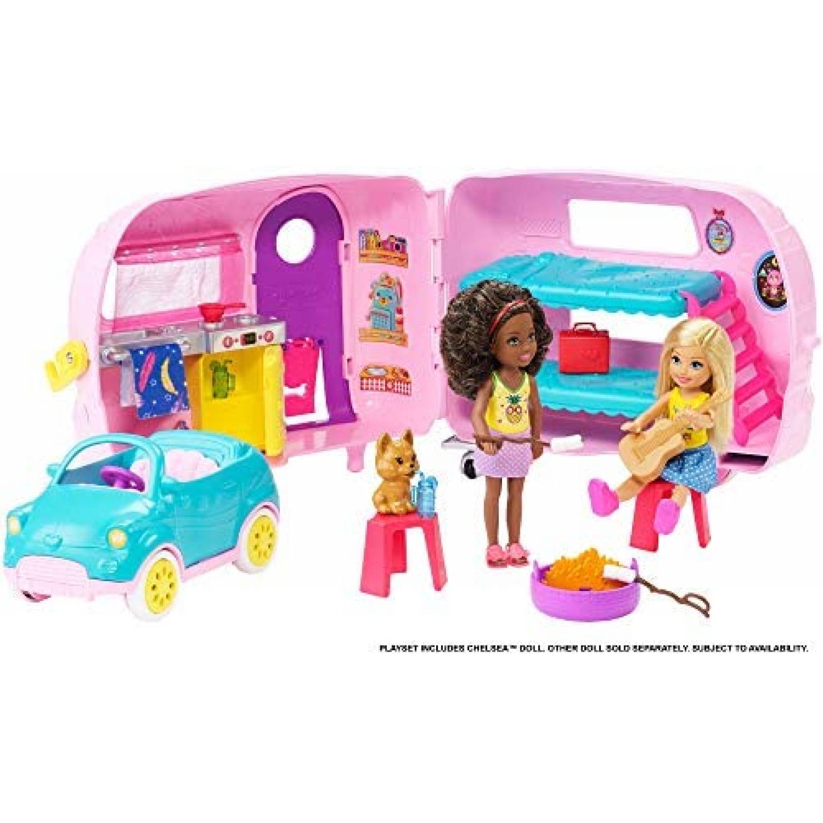 Muñeca Barbie Club Chelsea Camper c/ 10 Accesorios 3-7 Años