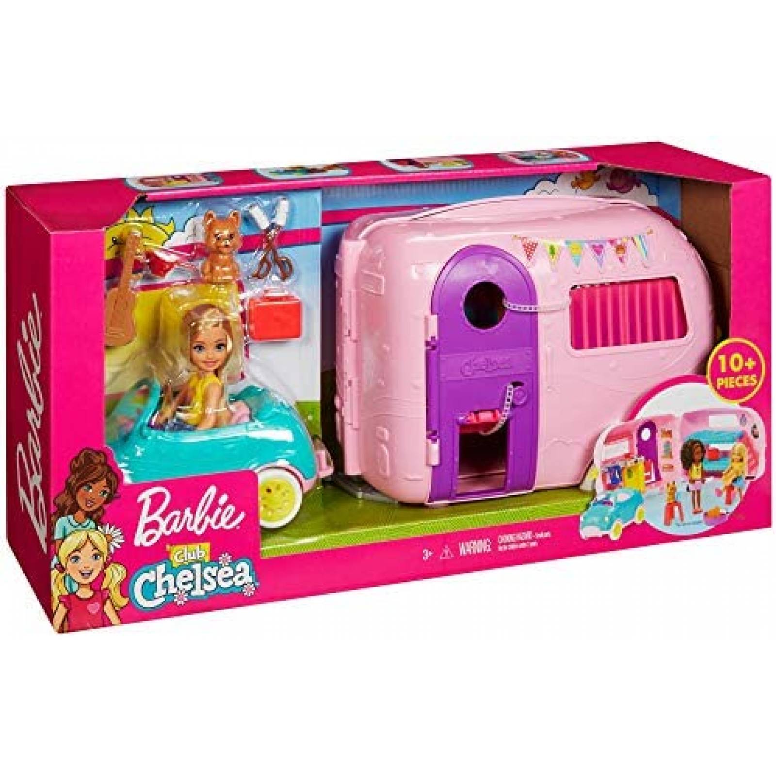 Muñeca Barbie Club Chelsea Camper c/ 10 Accesorios 3-7 Años