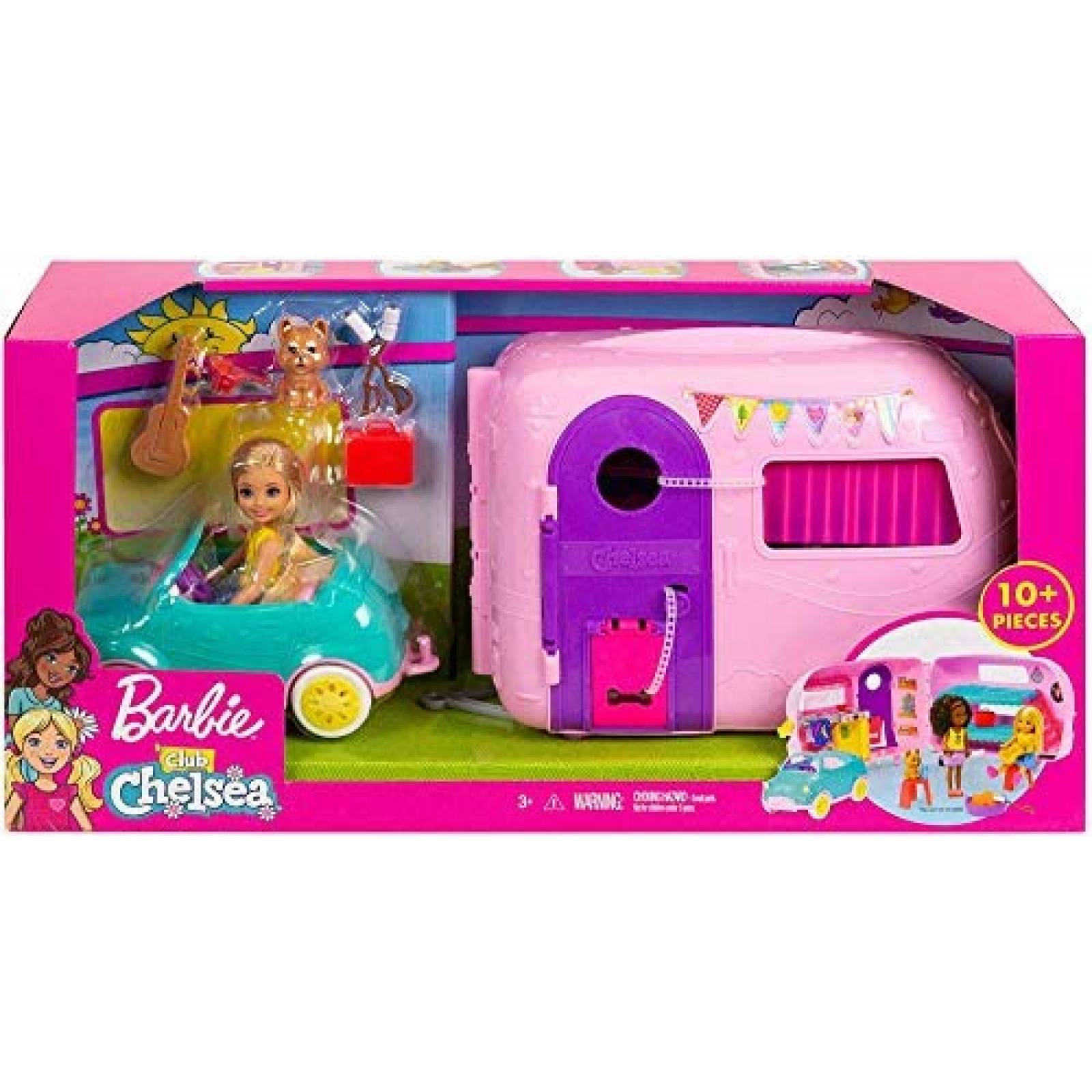 Muñeca Barbie Club Chelsea Camper c/ 10 Accesorios 3-7 Años