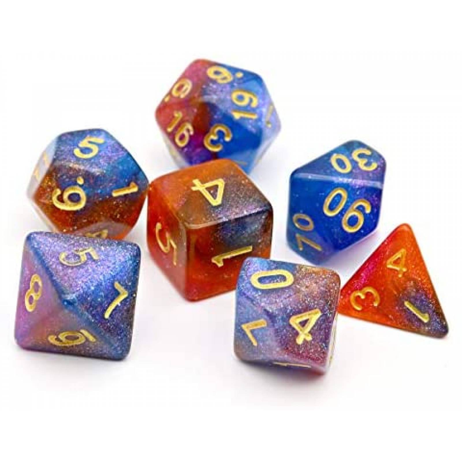 Set de Dados Haxtec D&D 7 Pzs 16mm Poliedrales -Fantasía