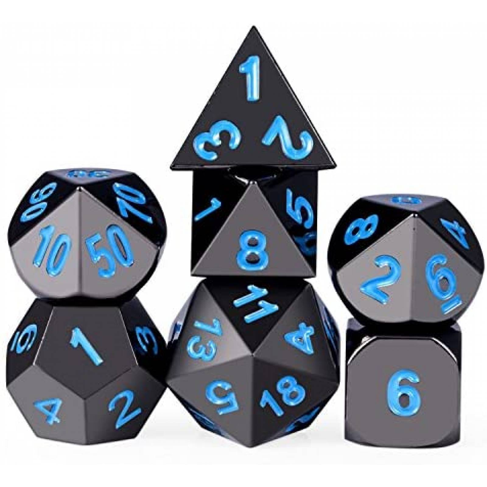 7 Dados DNDND Calabozos y Dragones Hechos de Metal -Azules