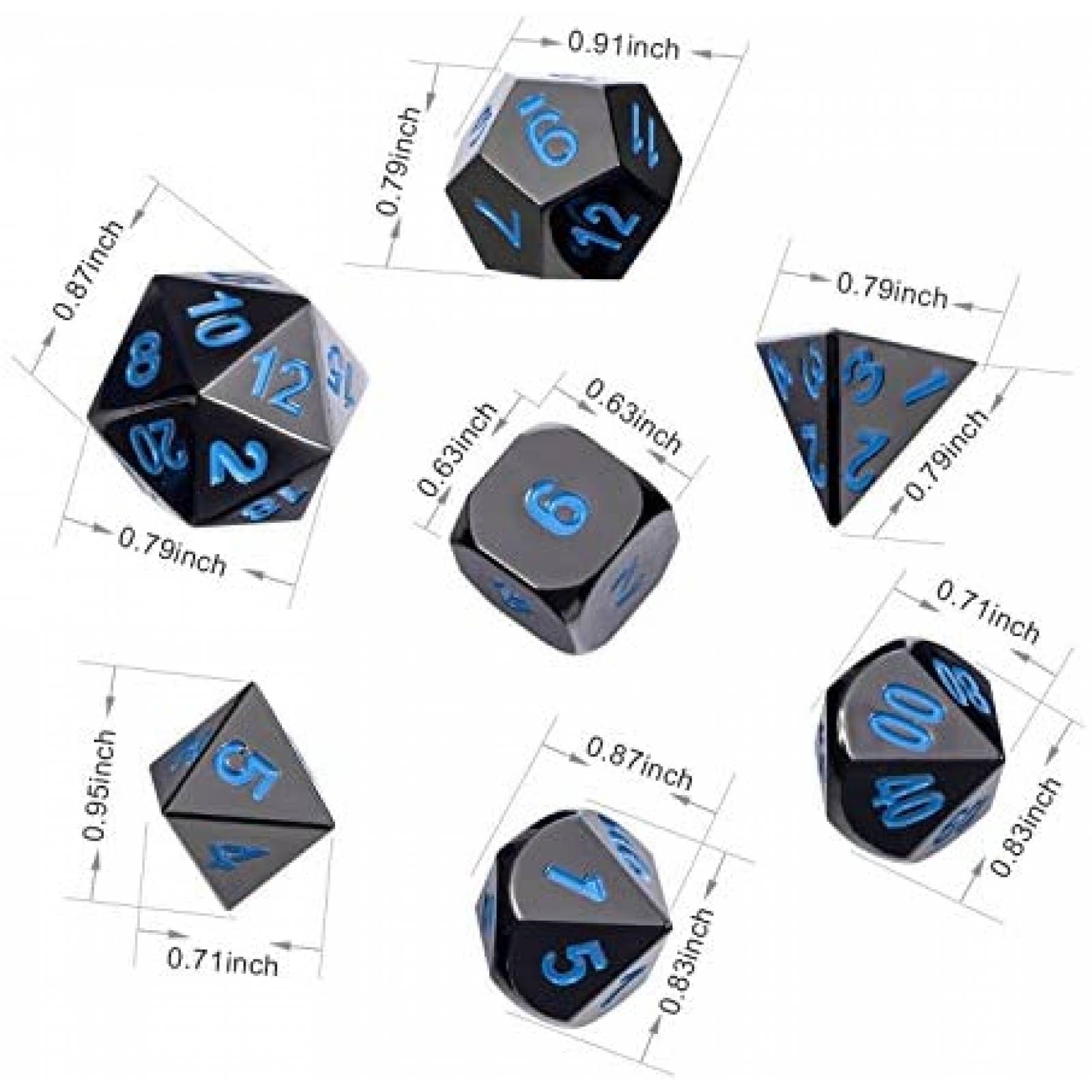 7 Dados DNDND Calabozos y Dragones Hechos de Metal -Azules