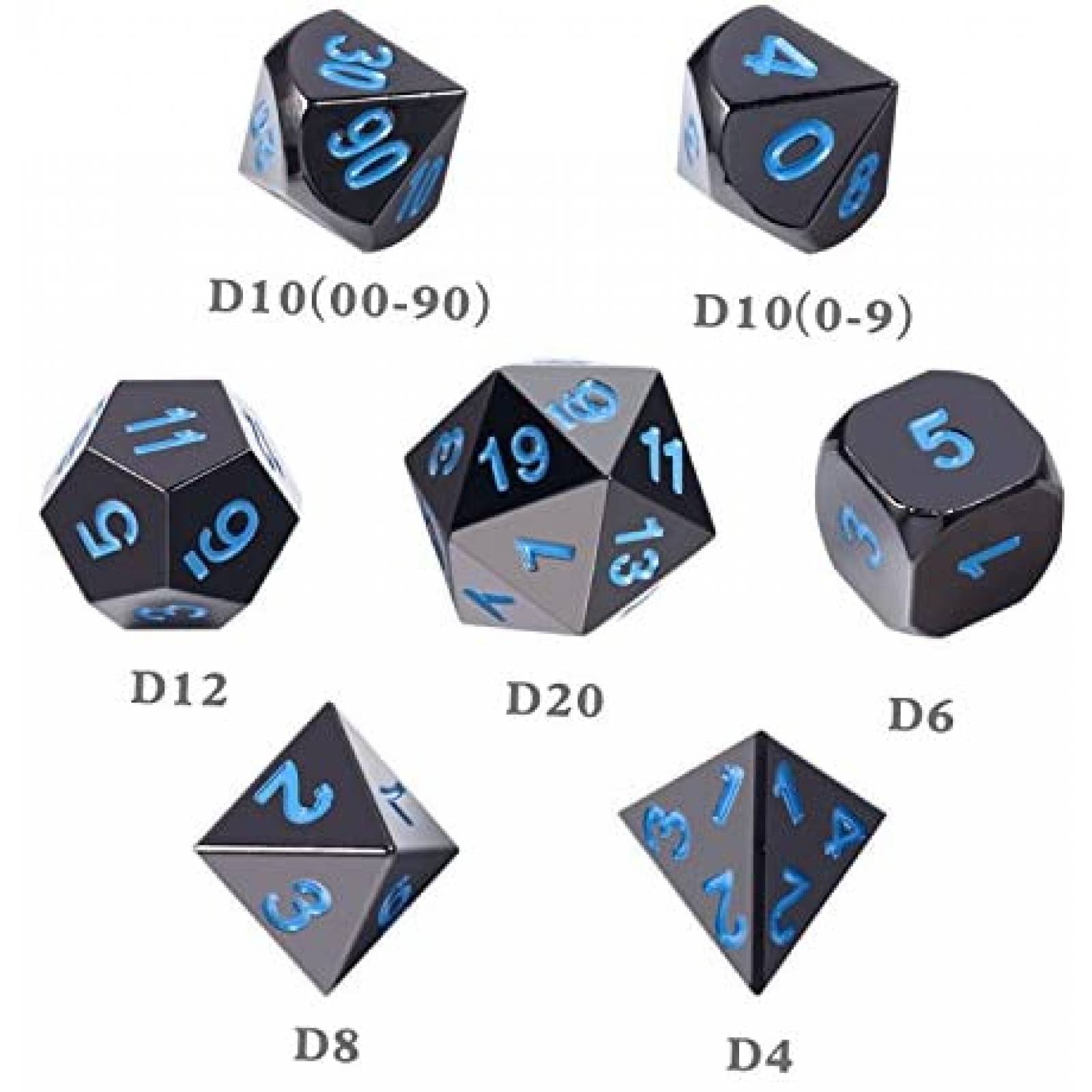 7 Dados DNDND Calabozos y Dragones Hechos de Metal -Azules