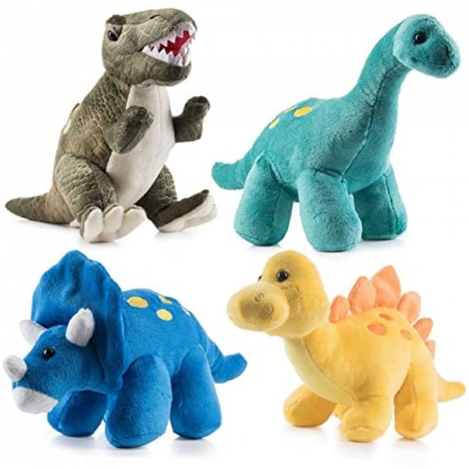 4 Peluches de Juguete Prextex Dinosaurios 10'' para Niños