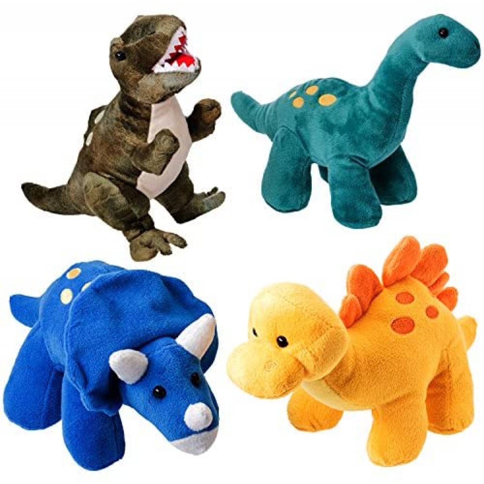 4 Peluches de Juguete Prextex Dinosaurios 10'' para Niños