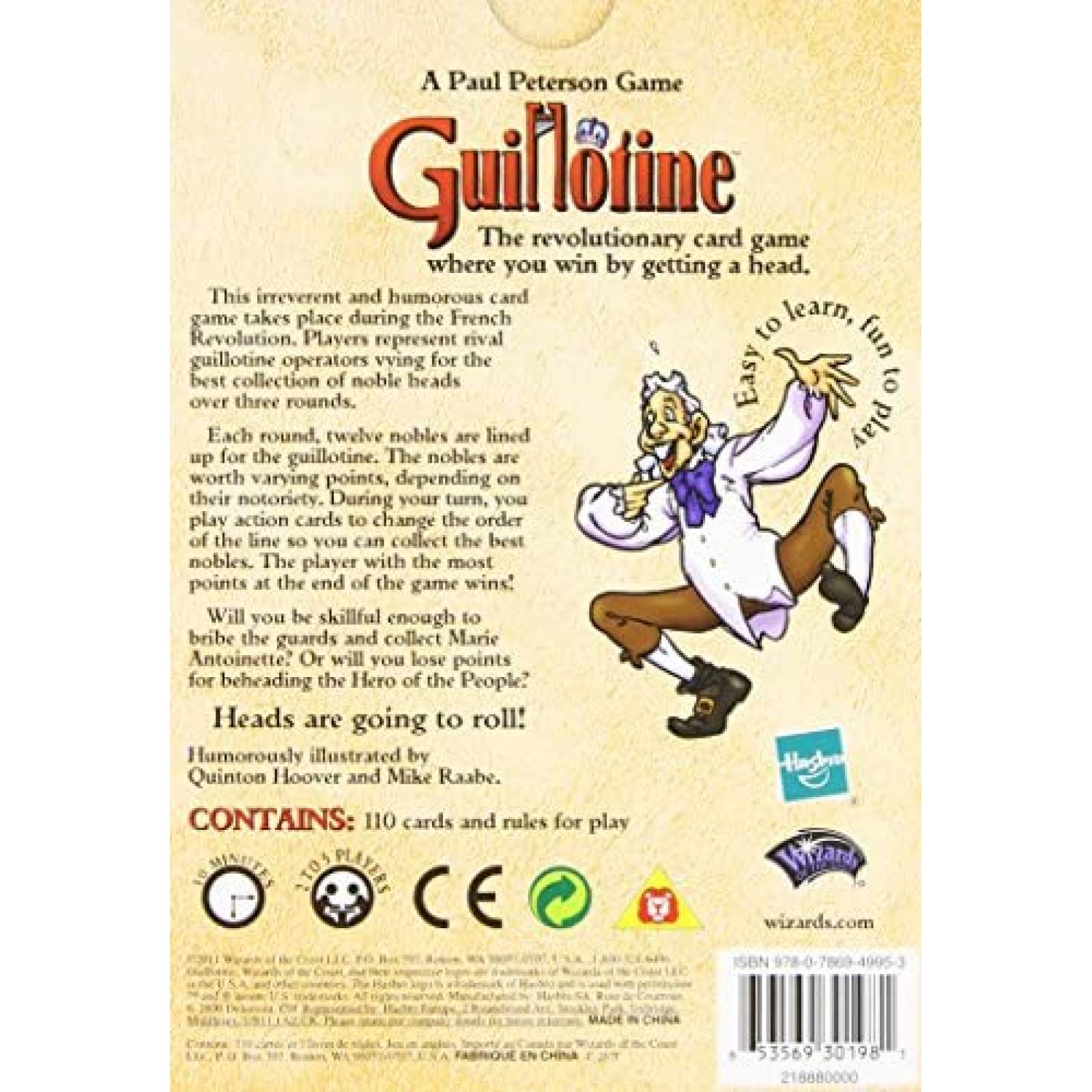 Juego de Cartas Avalon Hill Guillotine 100 Cartas c/ Reglas