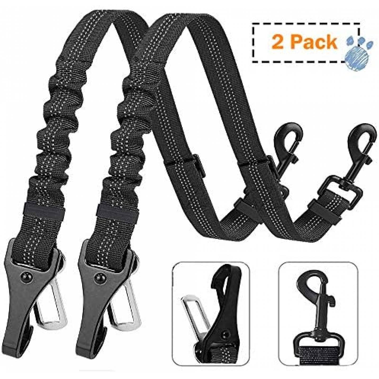 2 Cinturones de Seguridad XIRGS Nylon para Perros -Negros