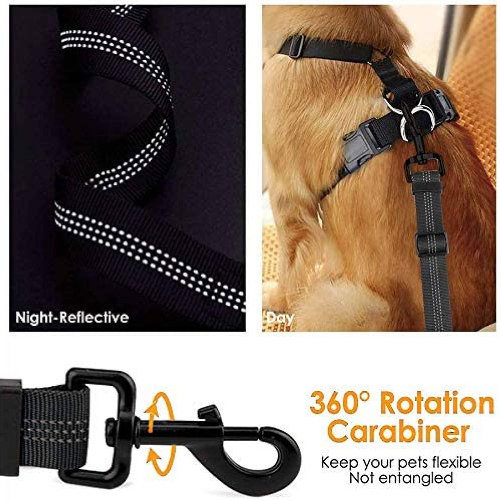 2 Cinturones de Seguridad XIRGS Nylon para Perros -Negros
