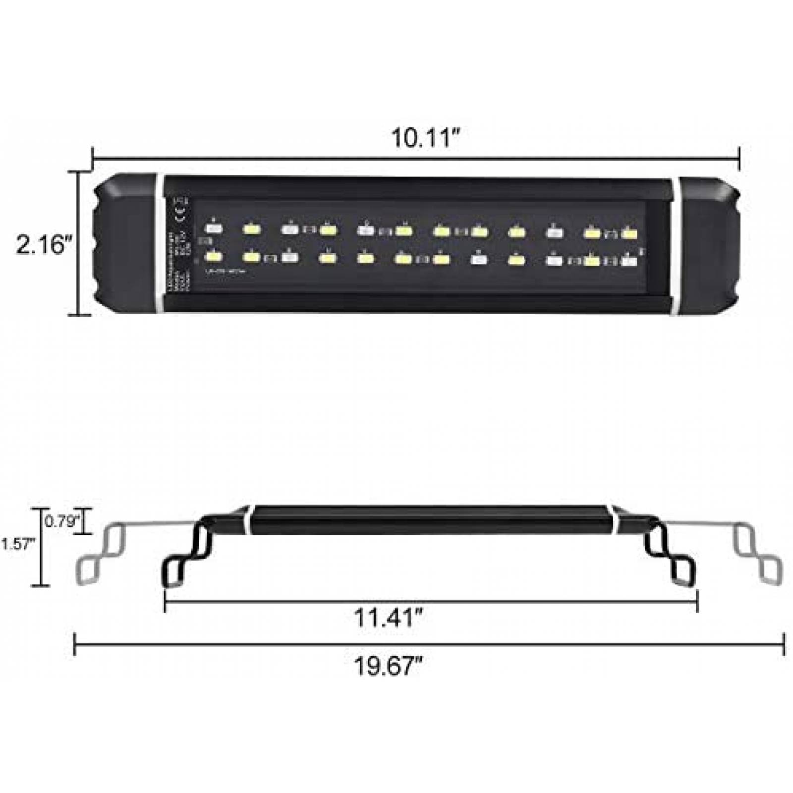 Luces de Acuario PERSUPER 11-18'' LED Azul y Blanco -Negro