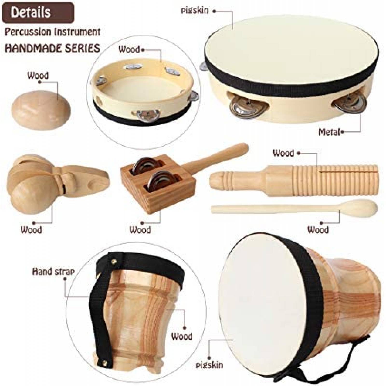 Set de Instrumentos Musicales Musicite Artesanales Madera