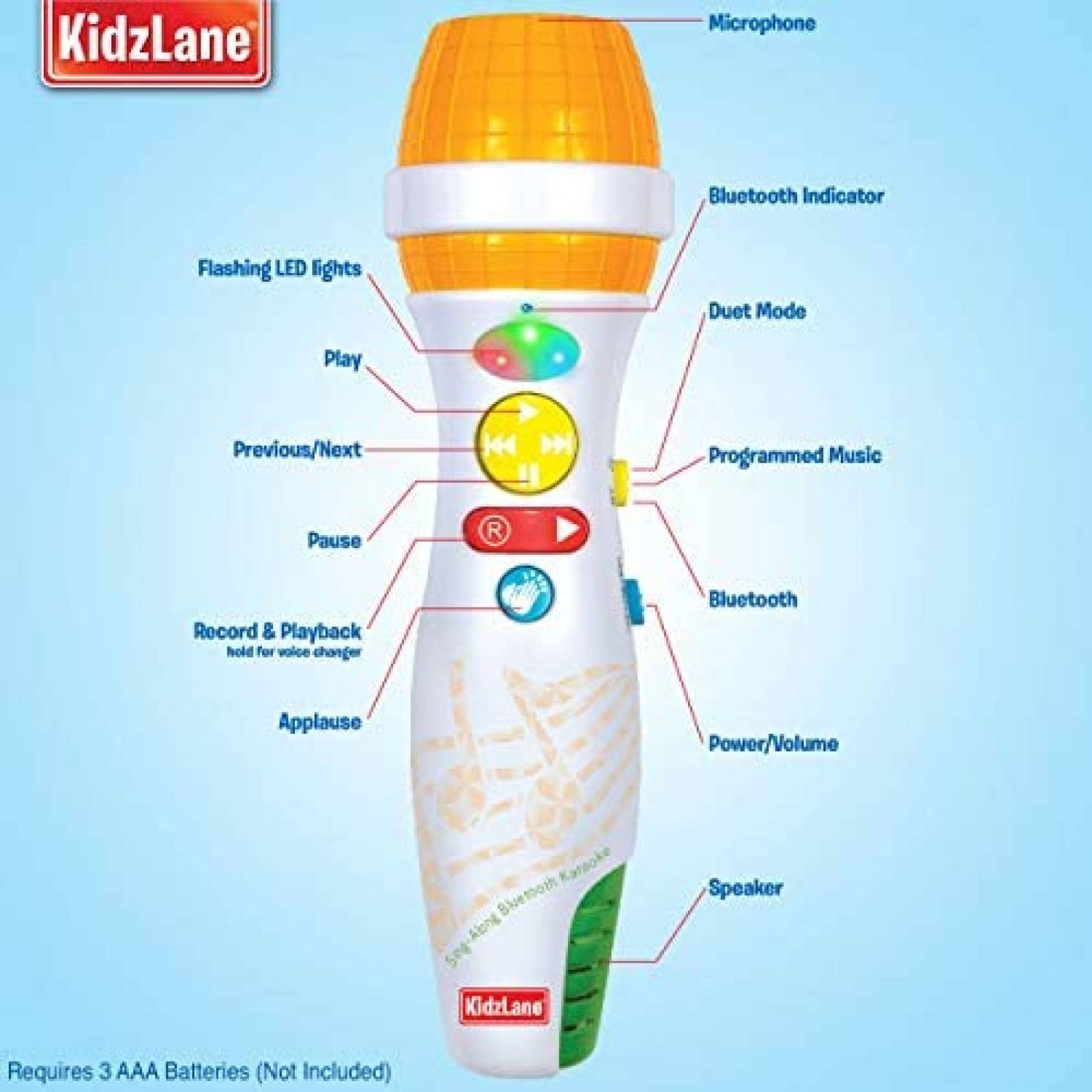 Micrófono de Juguete Kidzlane Karaoke para Niños Bluetooth