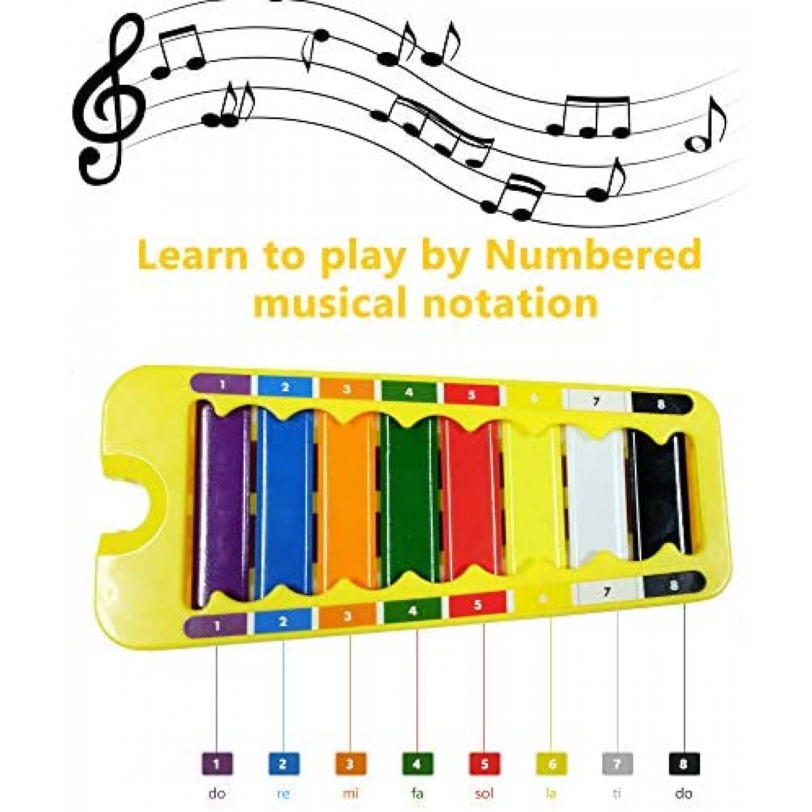 Xilófono mubgo Educativo de 8 Teclas para Niños -Amarillo